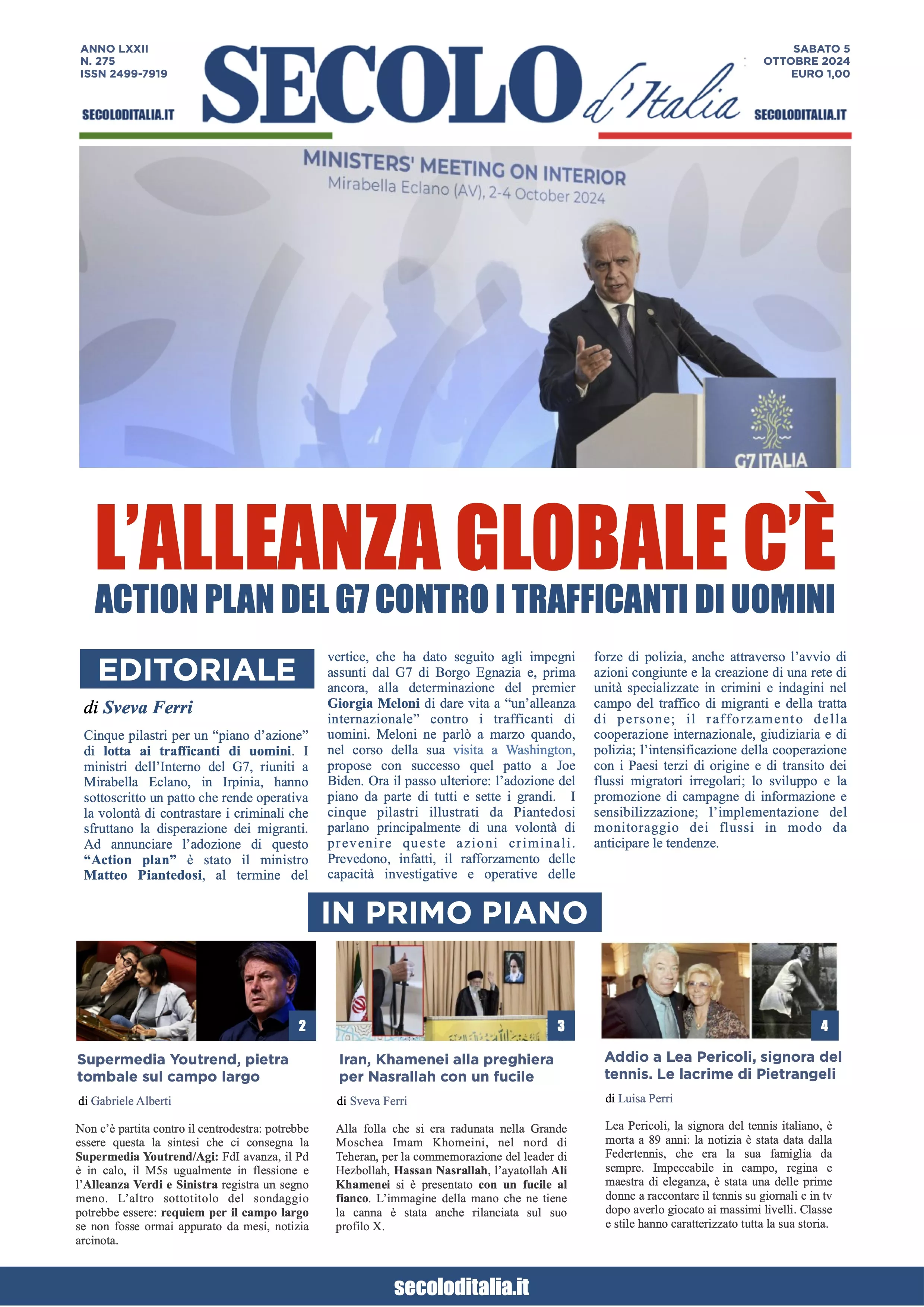 Prima-pagina-secolo-italia-oggi-edizione-di-oggi-05-10-2024