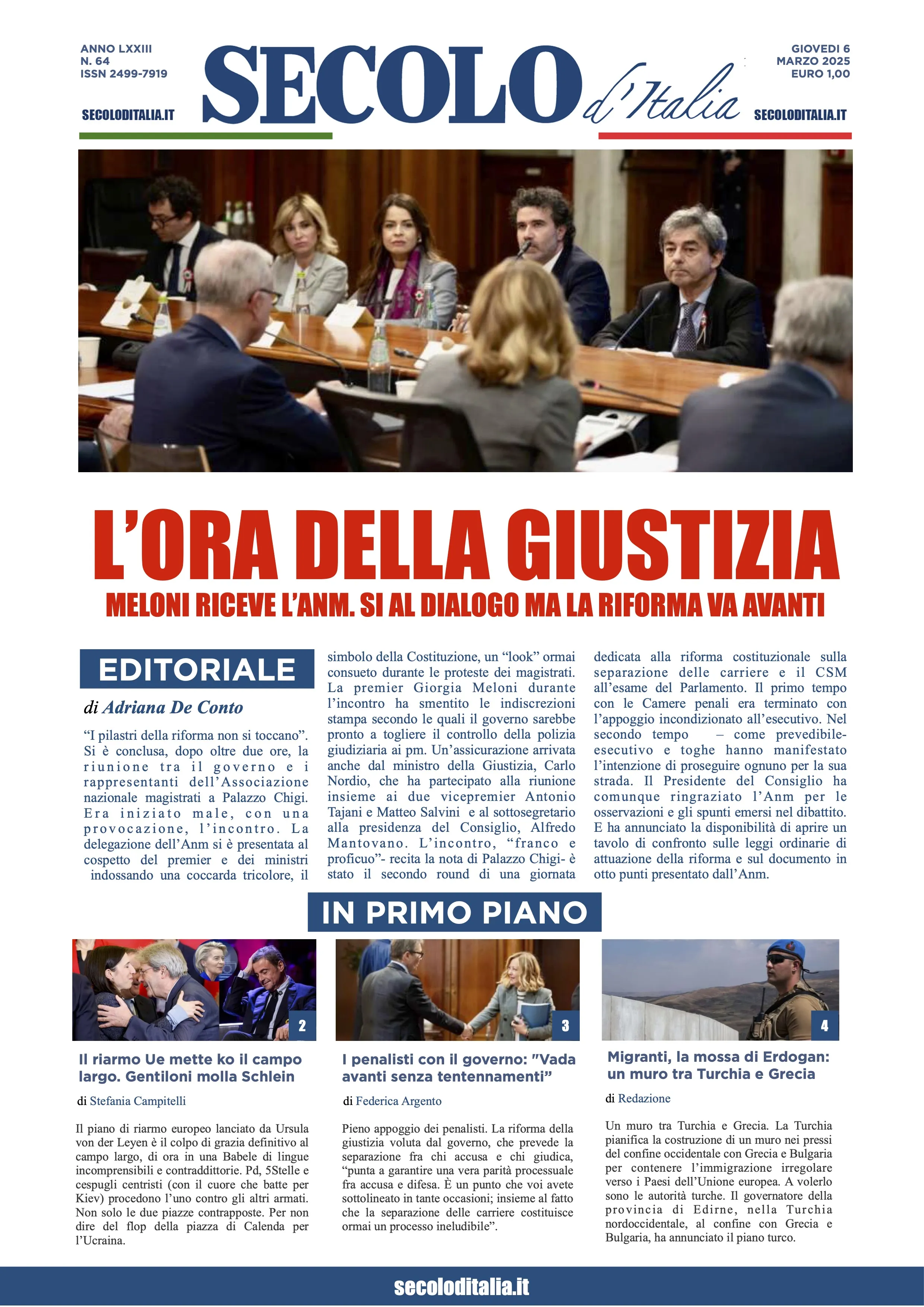 Prima-pagina-secolo-italia-oggi-edizione-di-oggi-06-03-2025