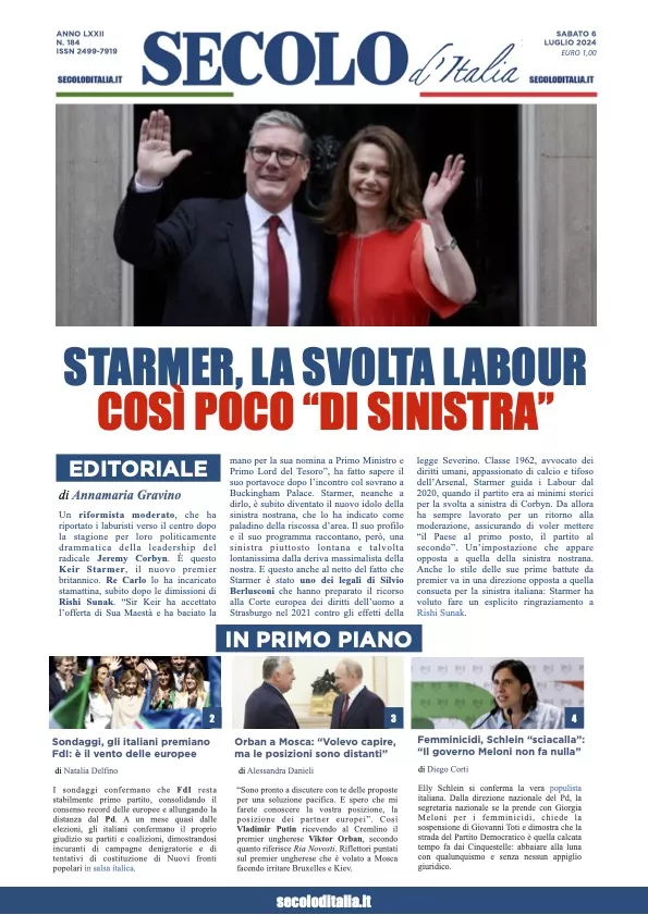 Prima-pagina-secolo-italia-oggi-edizione-di-oggi-06-07-2024