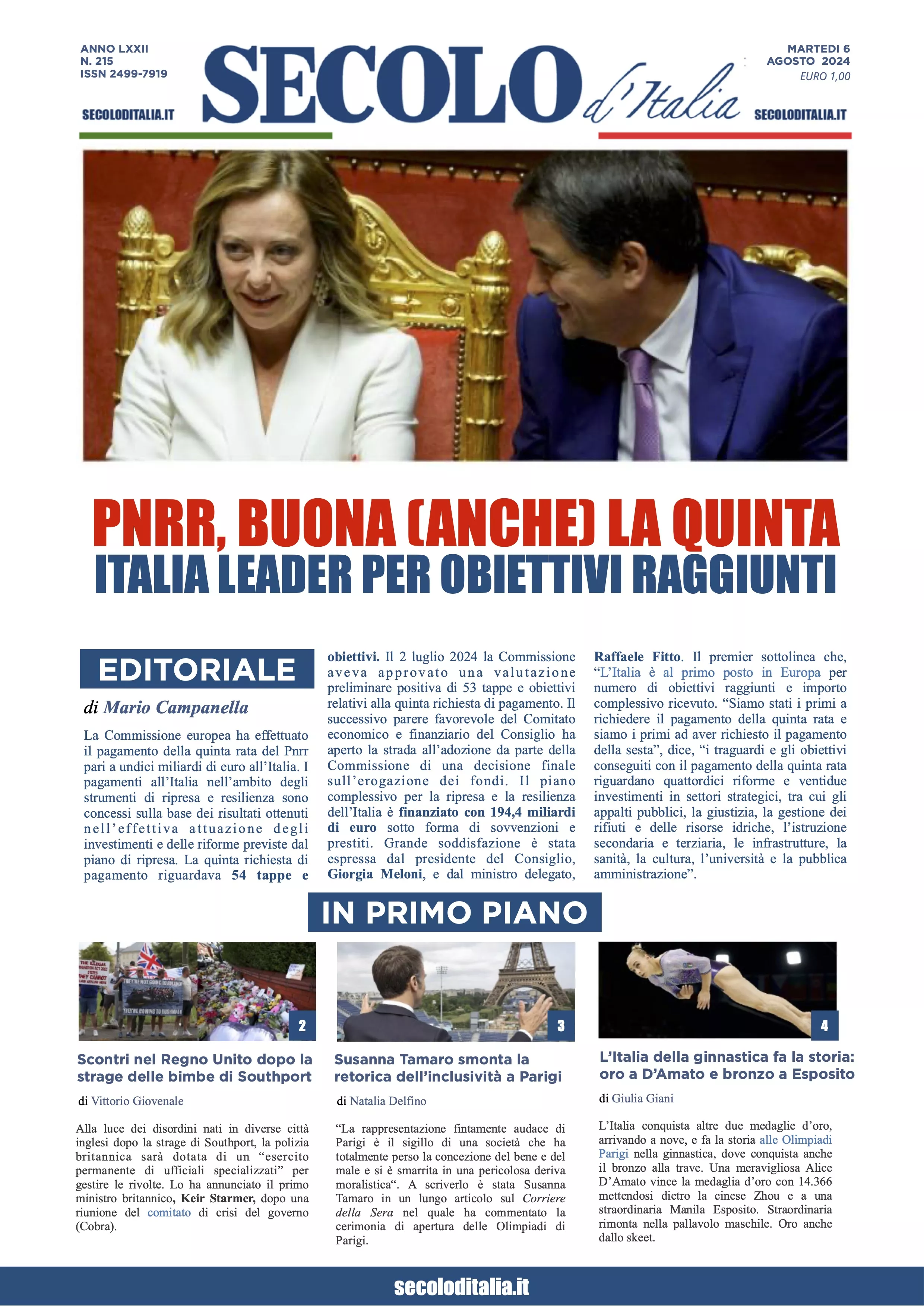 Prima-pagina-secolo-italia-oggi-edizione-di-oggi-06-08-2024