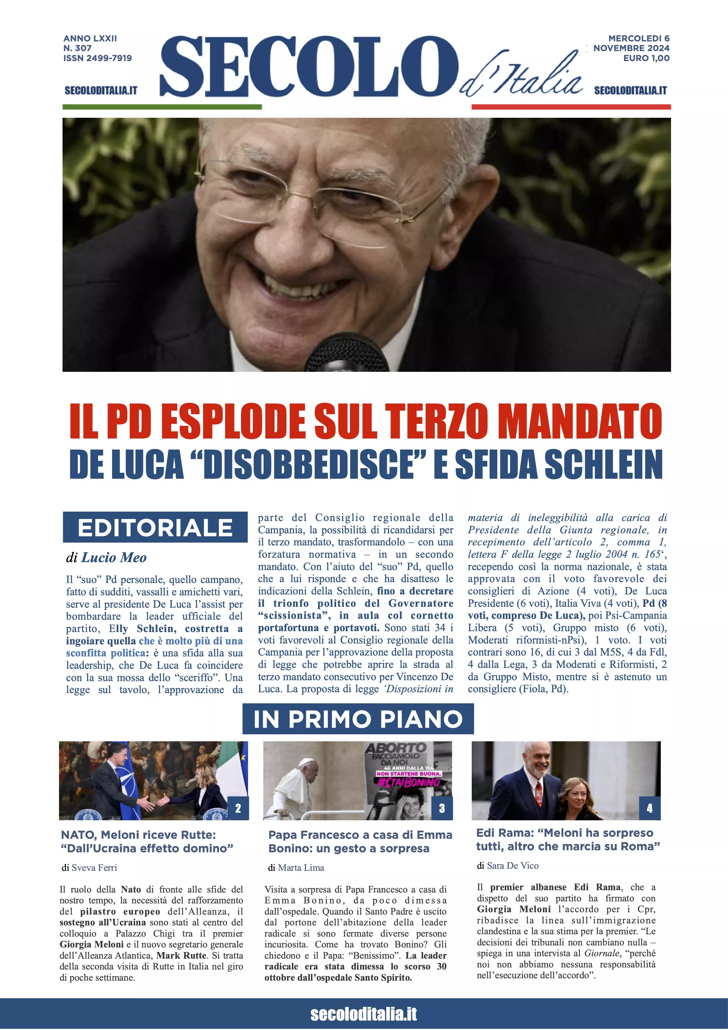 Prima-pagina-secolo-italia-oggi-edizione-di-oggi-06-11-2024