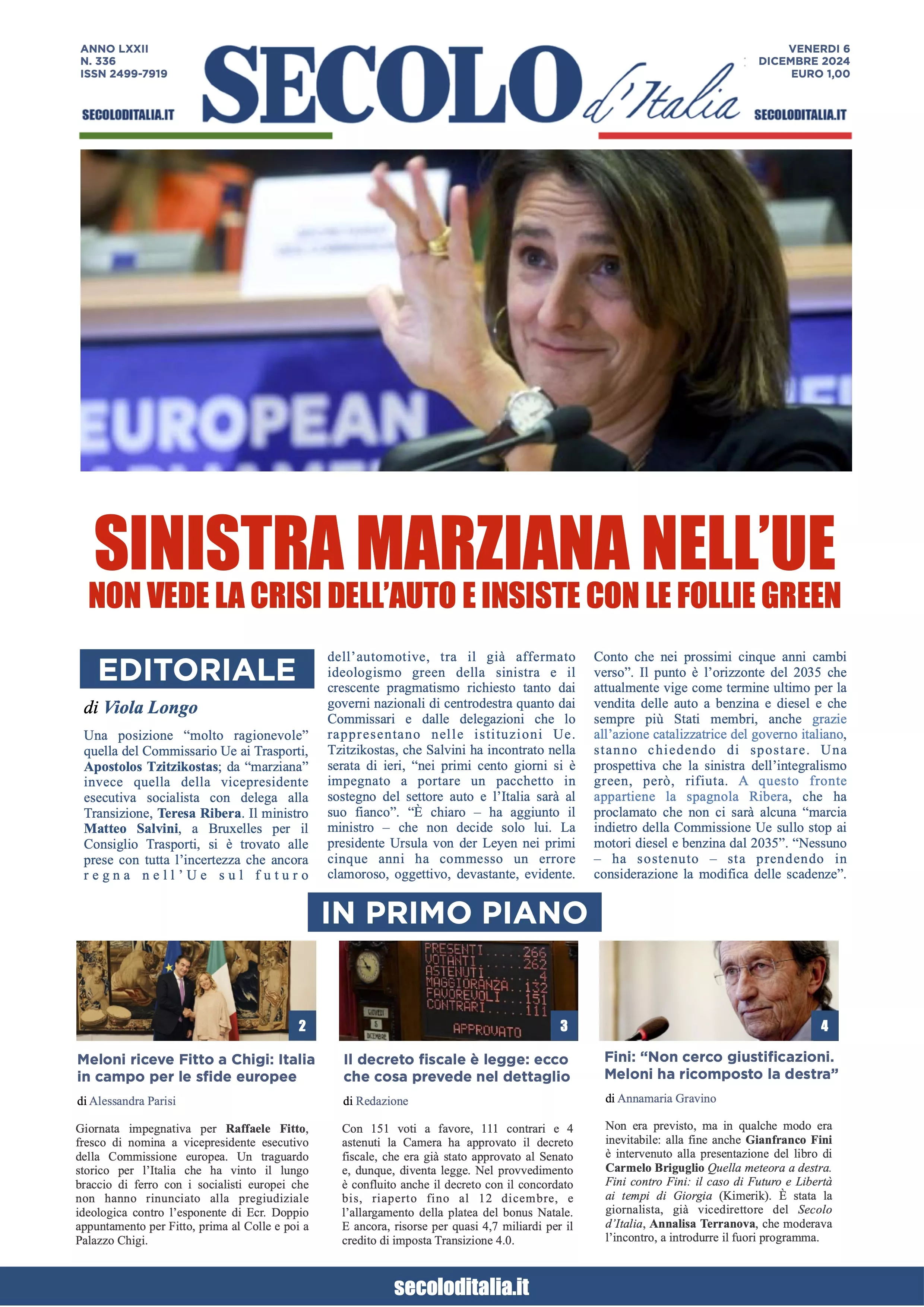 Prima-pagina-secolo-italia-oggi-edizione-di-oggi-06-12-2024