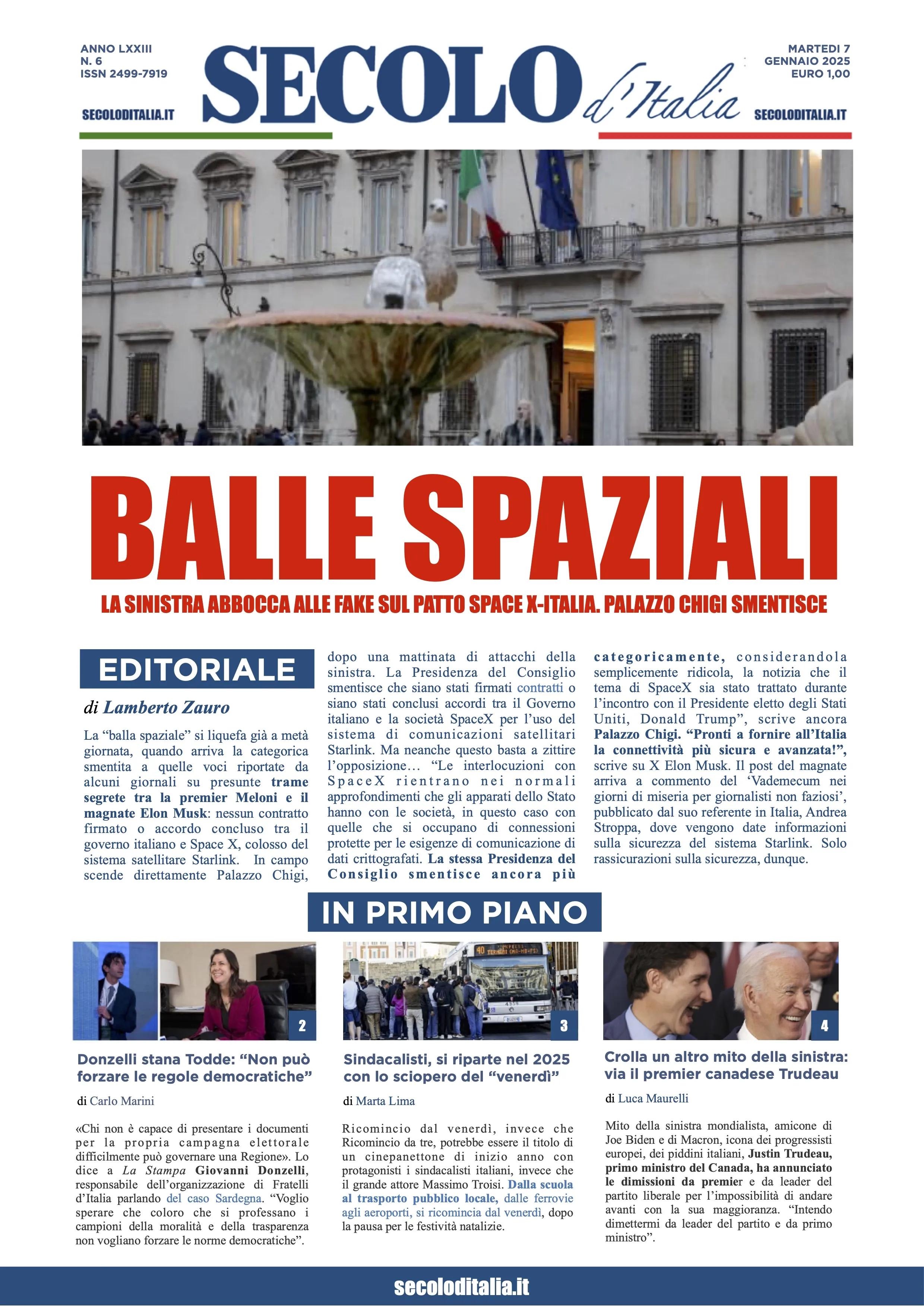 Prima-pagina-secolo-italia-oggi-edizione-di-oggi-07-01-2025