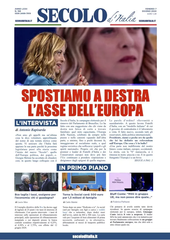 Prima-pagina-secolo-italia-oggi-edizione-di-oggi-07-06-2024