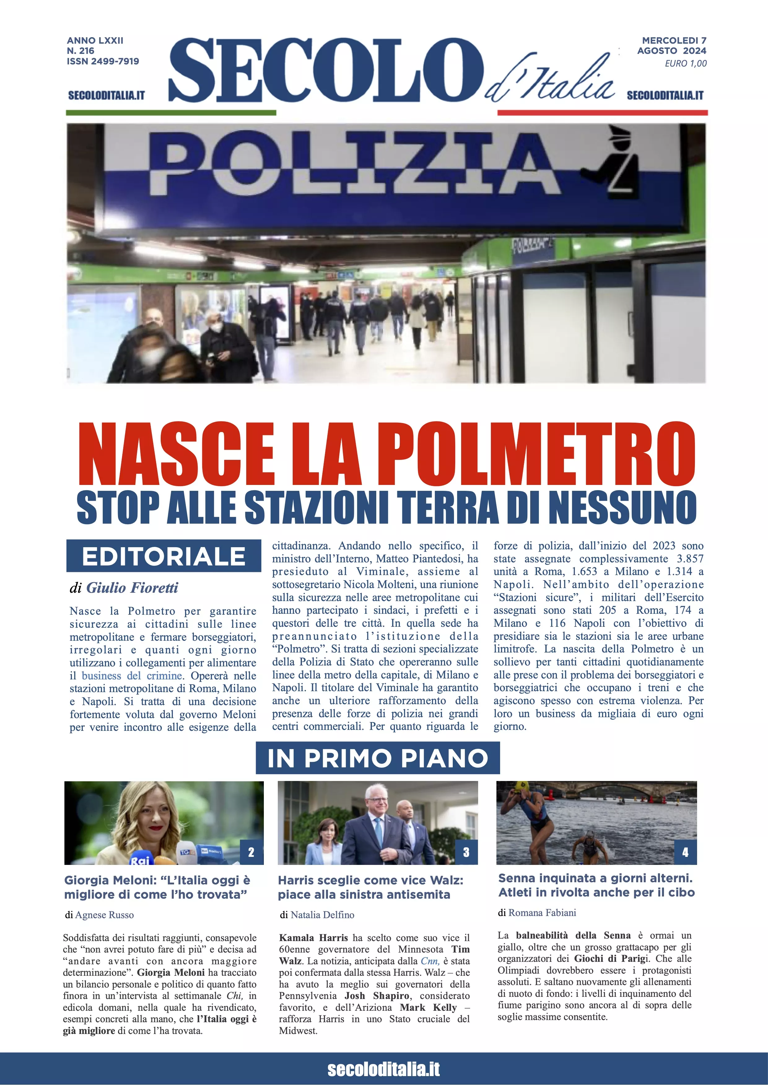 Prima-pagina-secolo-italia-oggi-edizione-di-oggi-07-08-2024