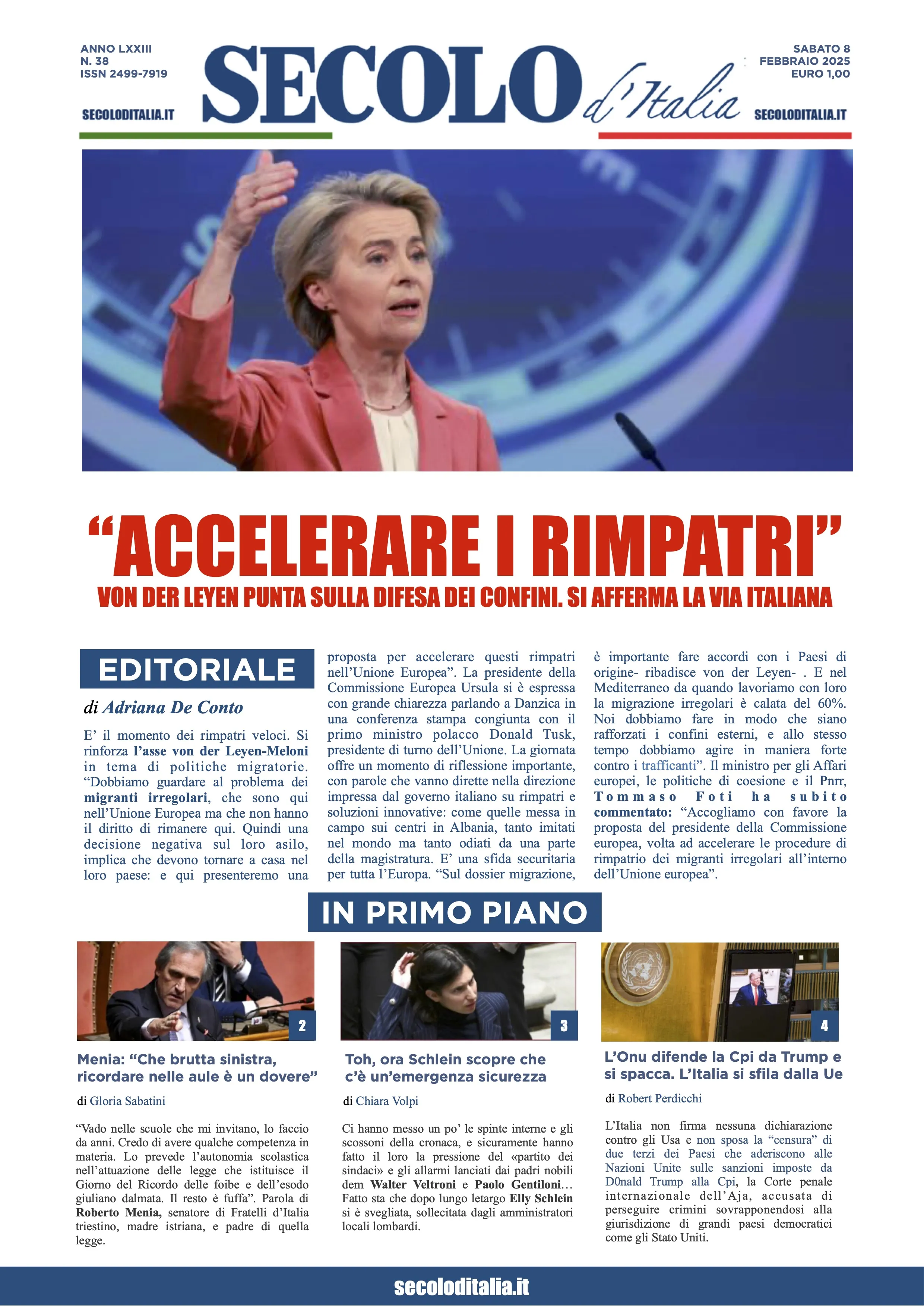 Prima-pagina-secolo-italia-oggi-edizione-di-oggi-08-02-2025