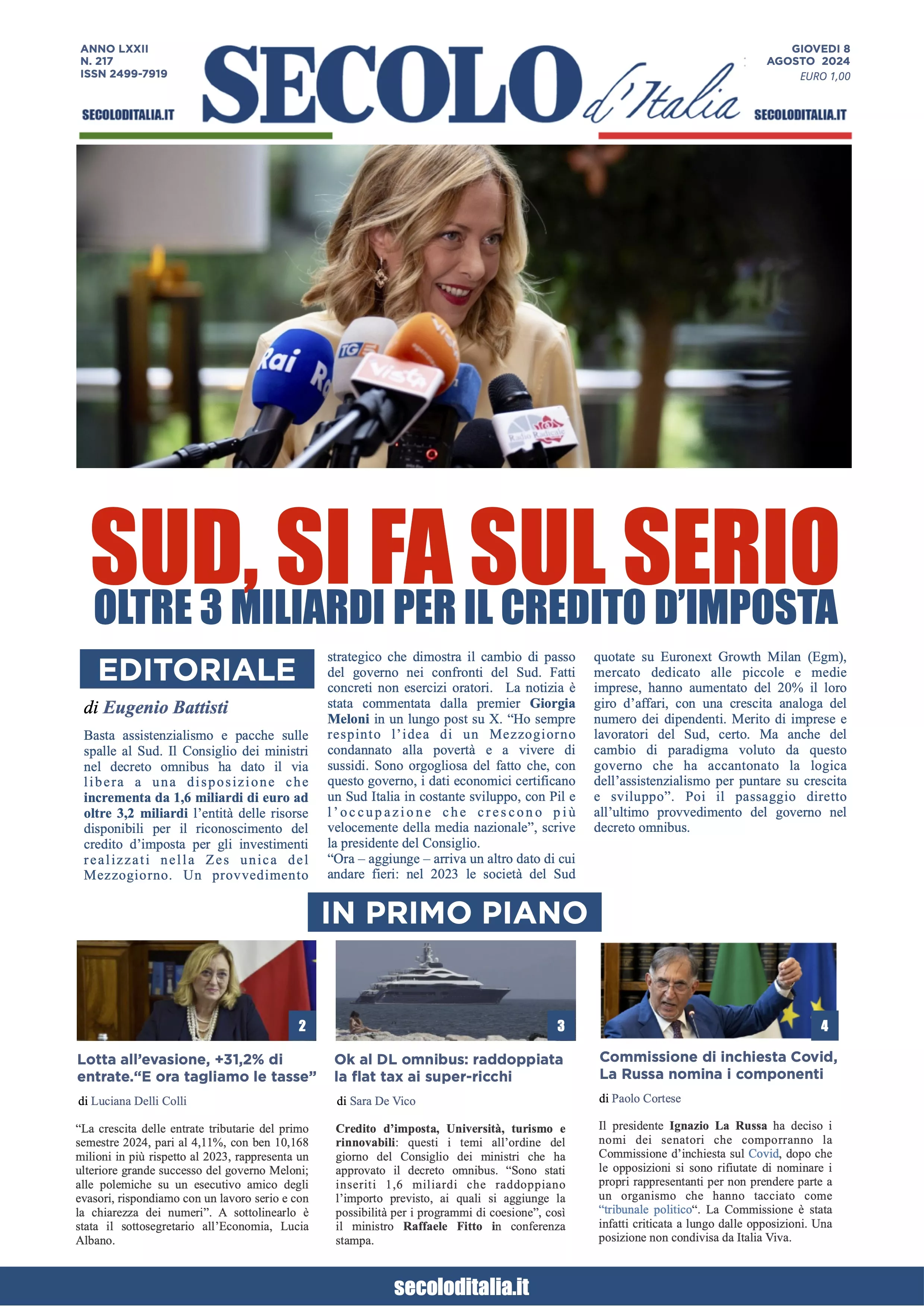 Prima-pagina-secolo-italia-oggi-edizione-di-oggi-08-08-2024