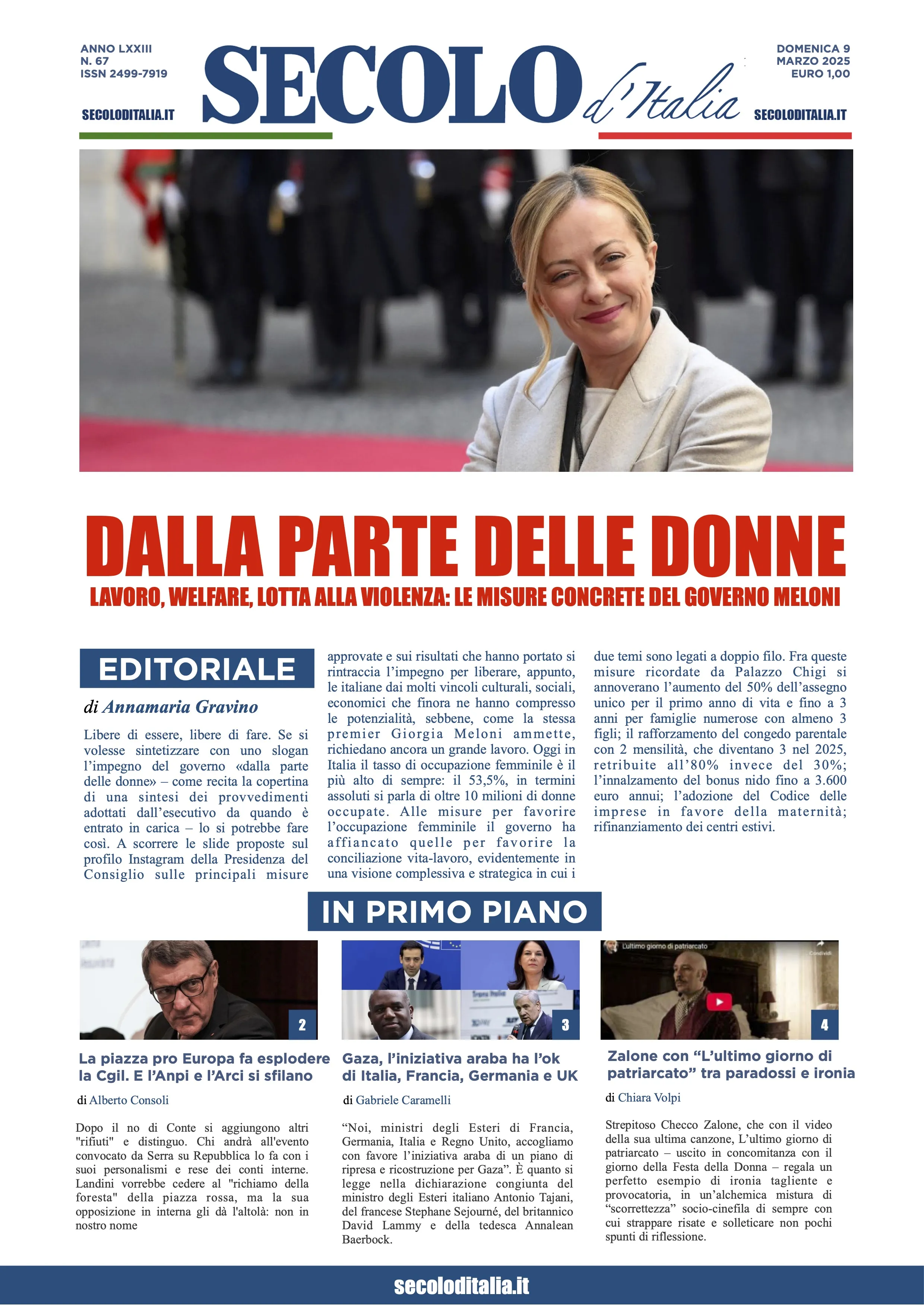 Prima-pagina-secolo-italia-oggi-edizione-di-oggi-09-03-2025