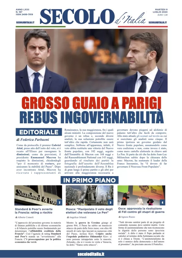 Prima-pagina-secolo-italia-oggi-edizione-di-oggi-09-07-2024