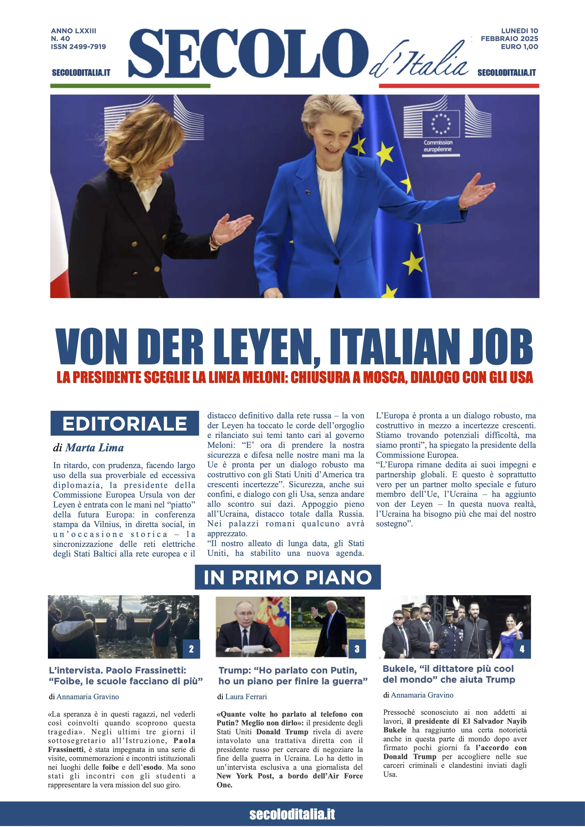 Prima-pagina-secolo-italia-oggi-edizione-di-oggi-10-02-2025