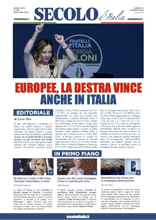 Prima-pagina-secolo-italia-oggi-edizione-di-oggi-10-06-2024