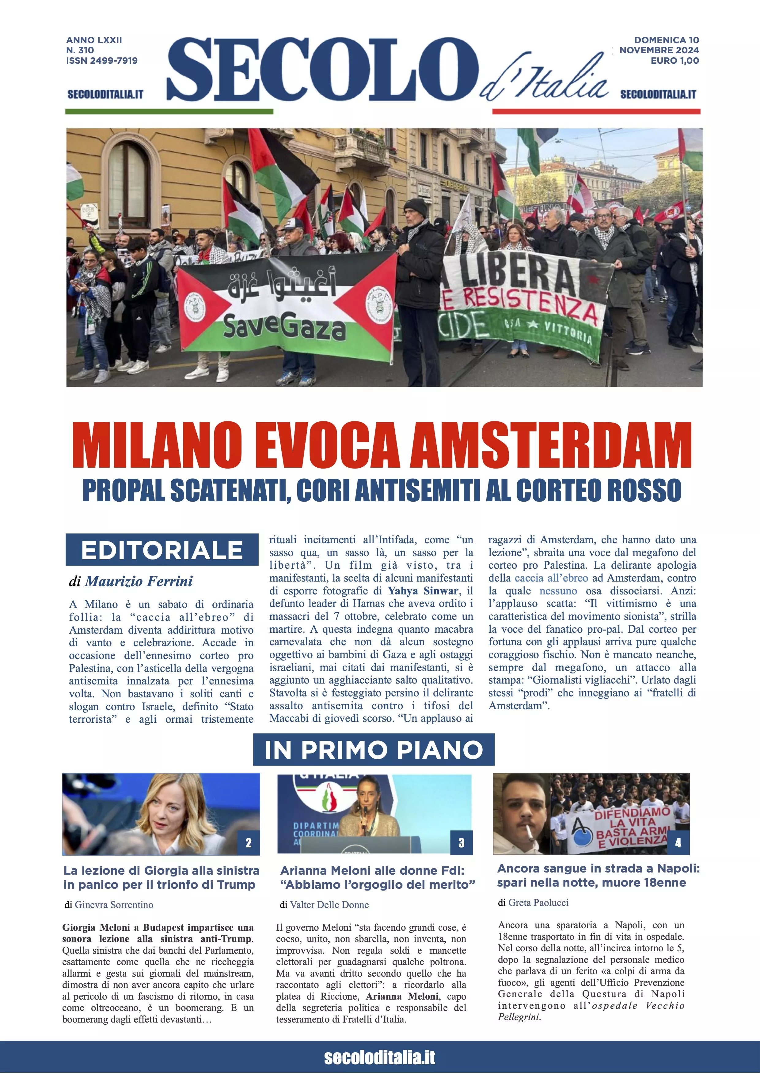 Prima-pagina-secolo-italia-oggi-edizione-di-oggi-10-11-2024