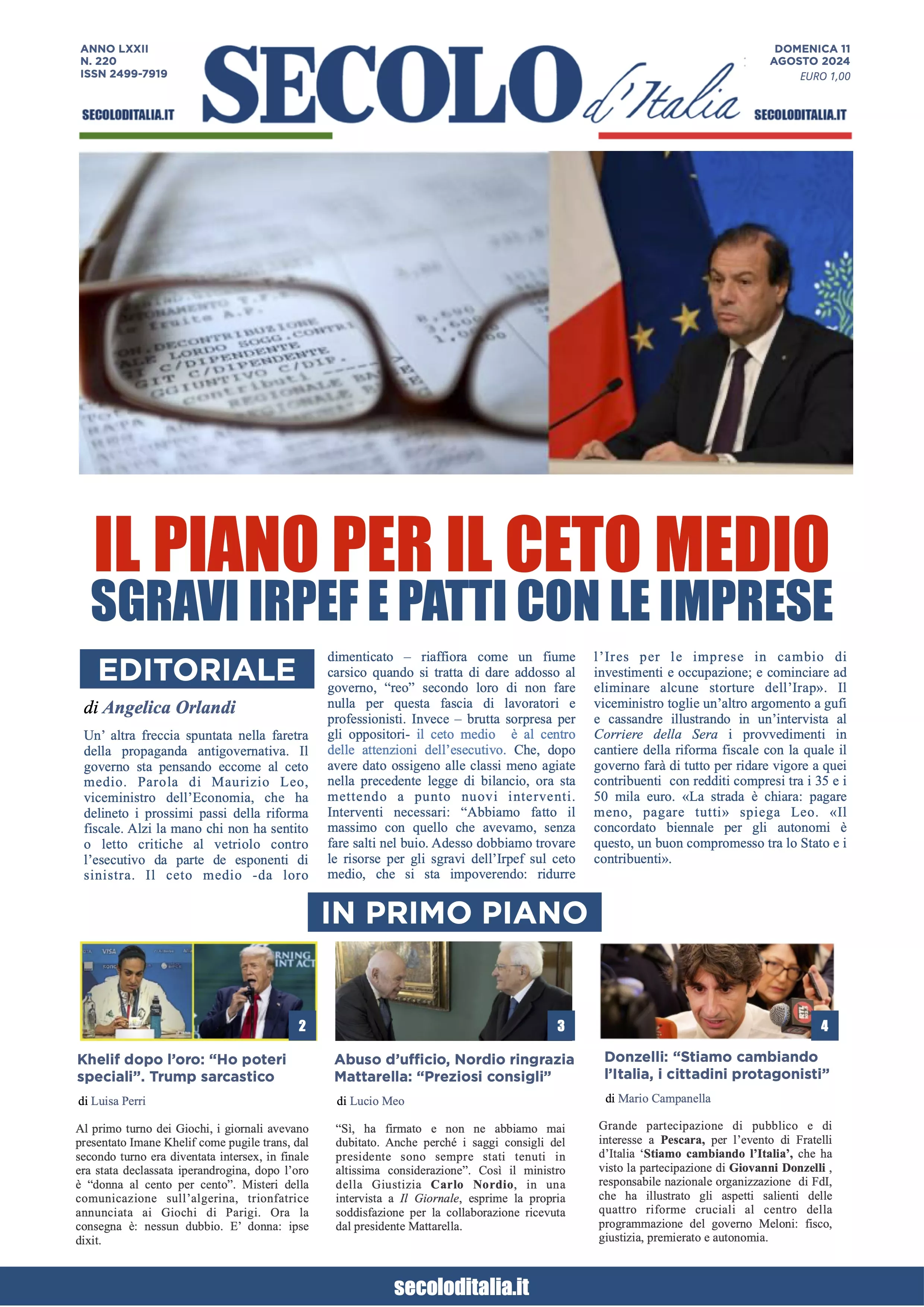 Prima-pagina-secolo-italia-oggi-edizione-di-oggi-11-08-2024