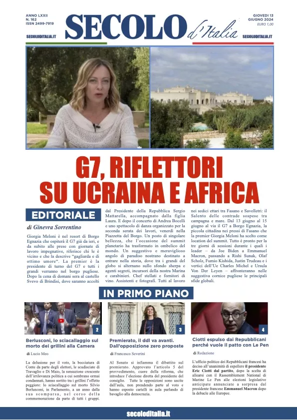 Prima-pagina-secolo-italia-oggi-edizione-di-oggi-13-06-2024