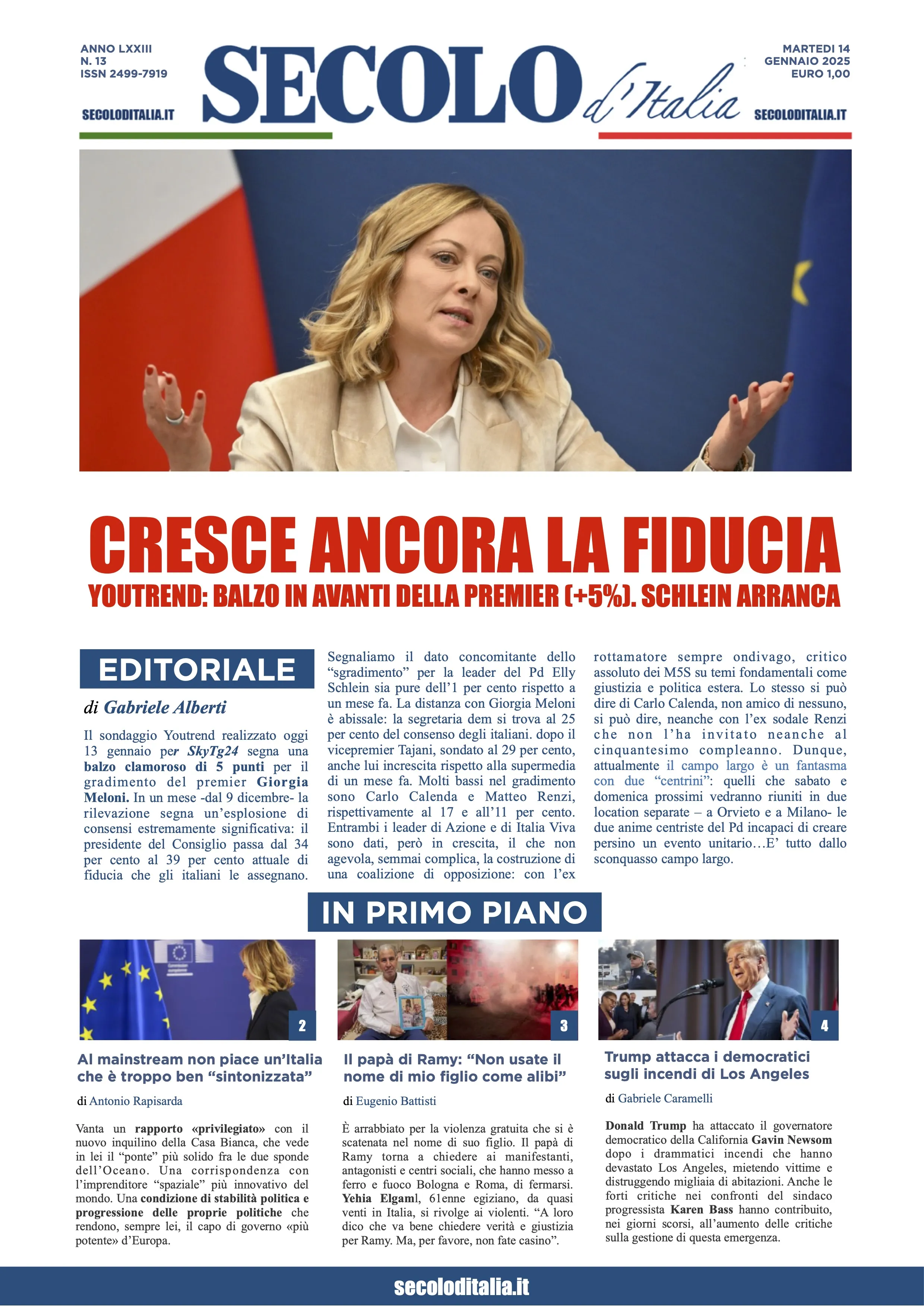 Prima-pagina-secolo-italia-oggi-edizione-di-oggi-14-01-2025