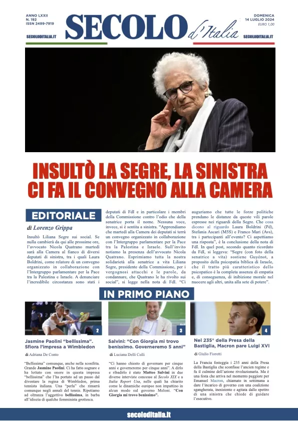 Prima-pagina-secolo-italia-oggi-edizione-di-oggi-14-07-2024