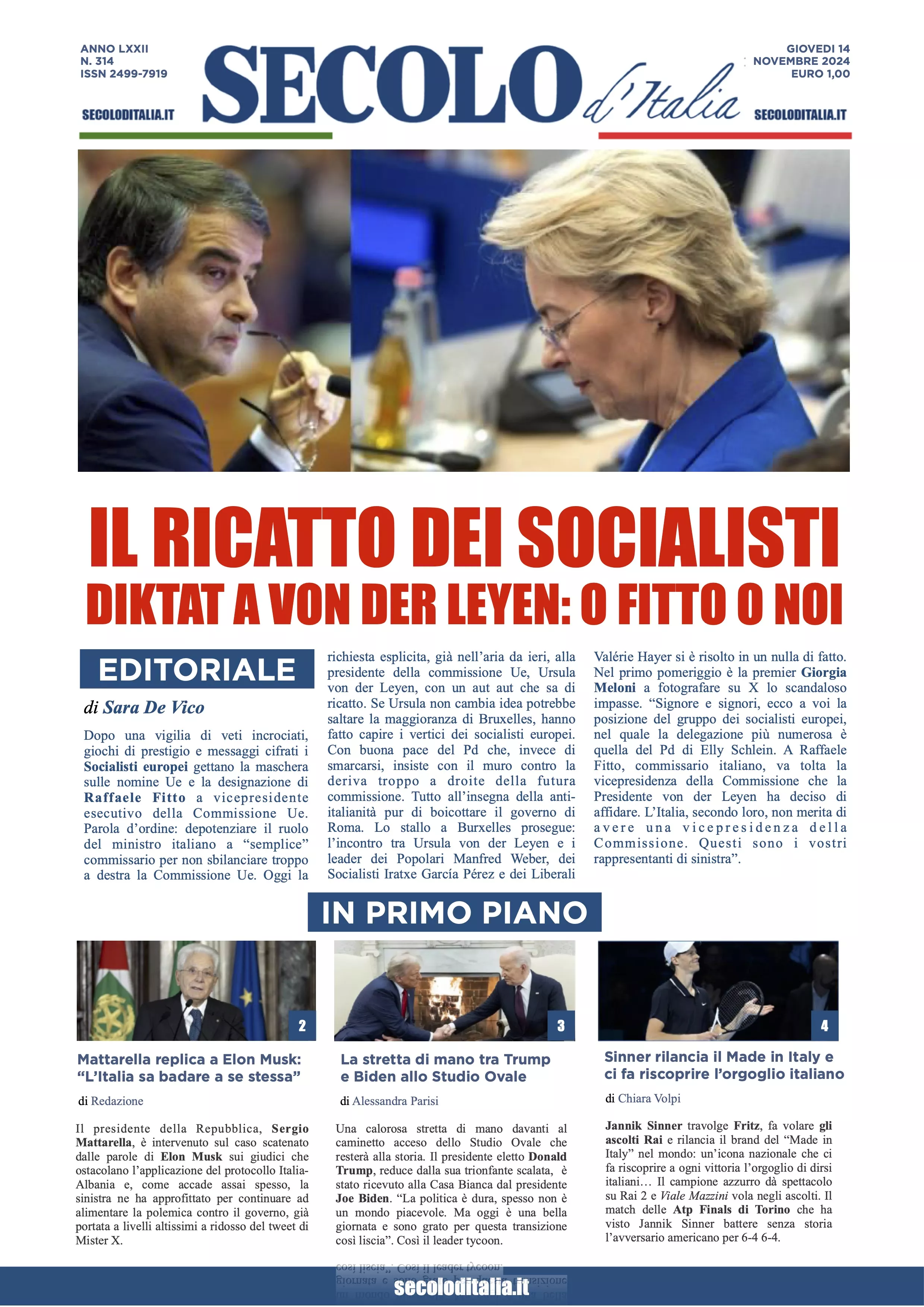 Prima-pagina-secolo-italia-oggi-edizione-di-oggi-14-11-2024