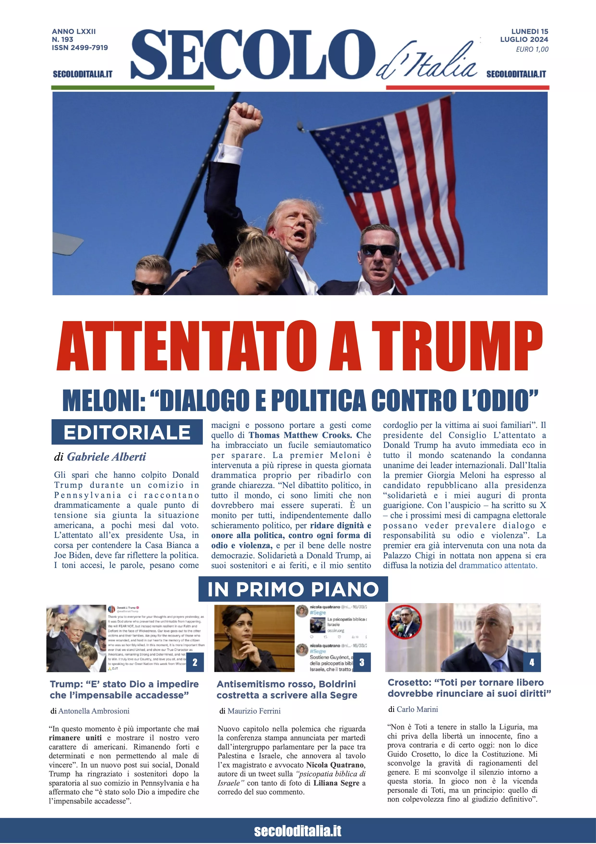 Prima-pagina-secolo-italia-oggi-edizione-di-oggi-15-07-2024