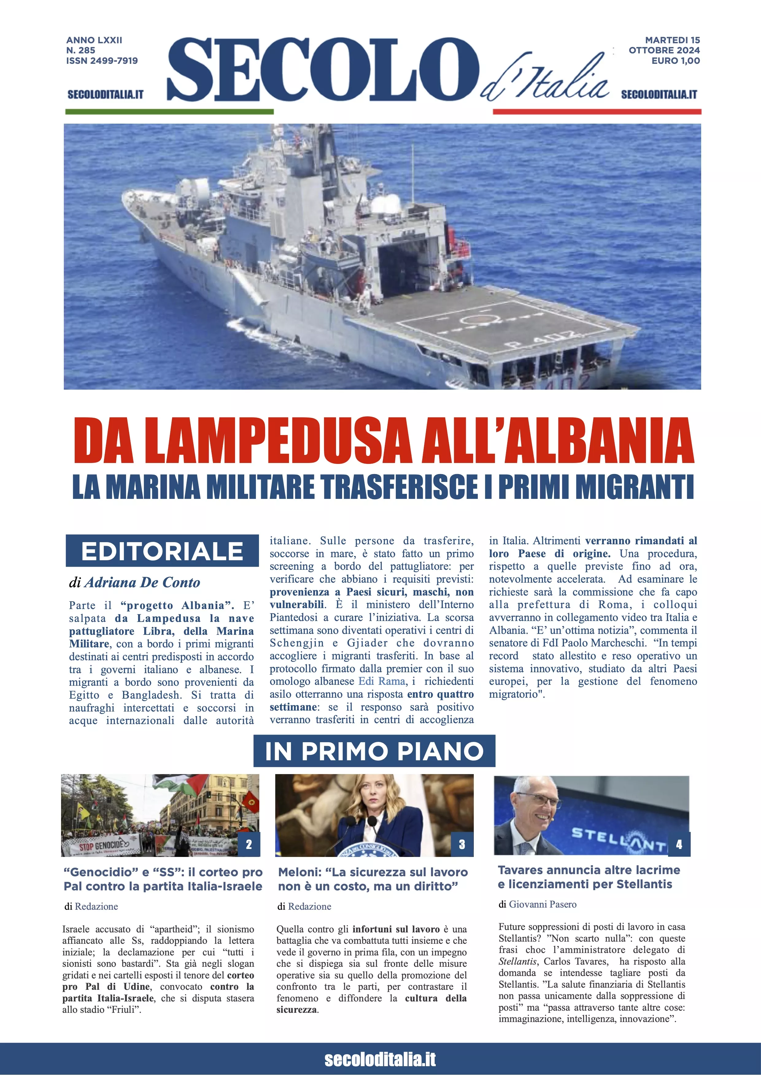 Prima-pagina-secolo-italia-oggi-edizione-di-oggi-15-10-2024