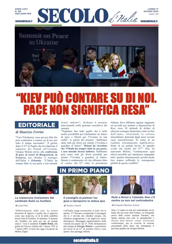 Prima-pagina-secolo-italia-oggi-edizione-di-oggi-17-06-2024