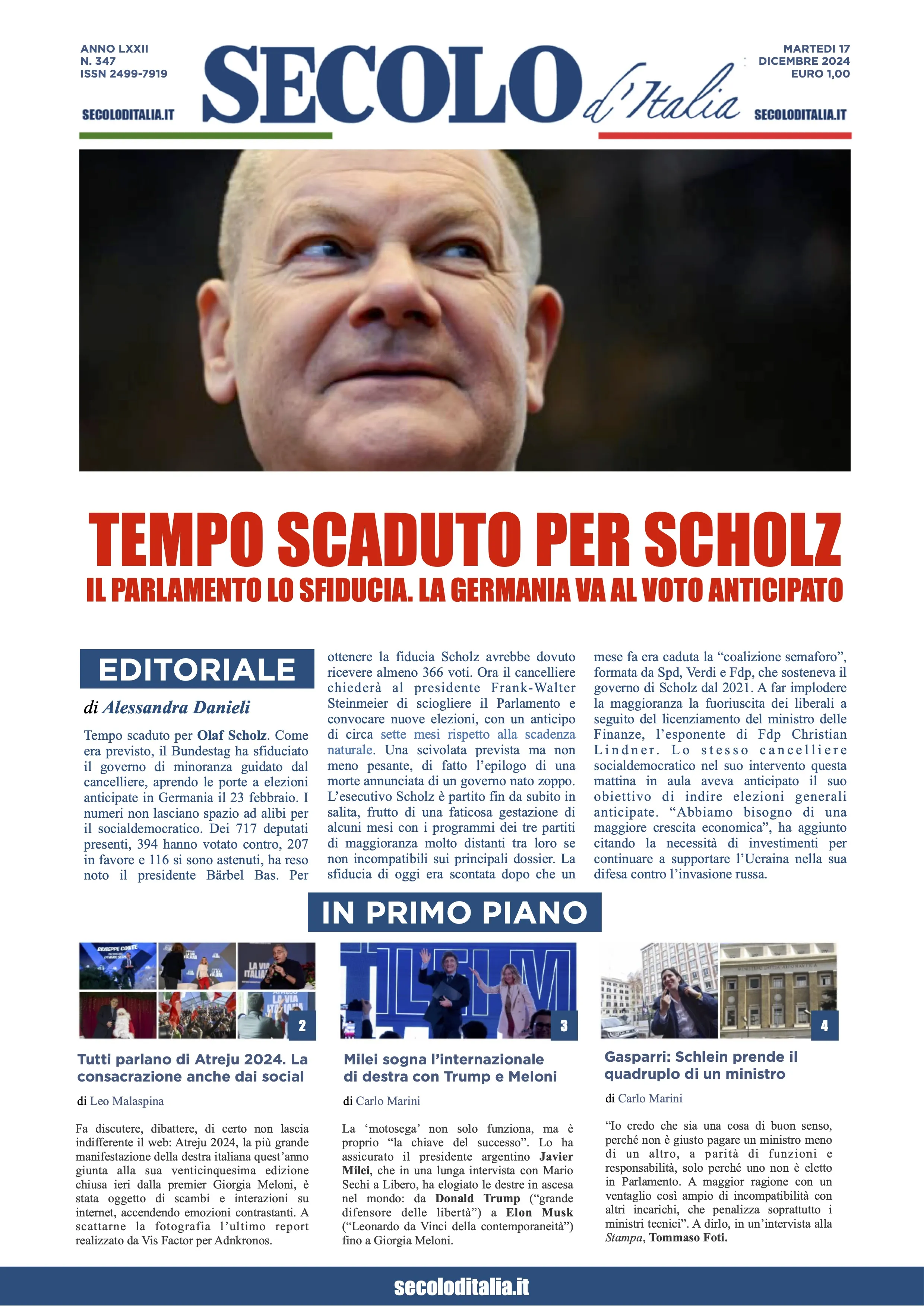 Prima-pagina-secolo-italia-oggi-edizione-di-oggi-17-12-2024