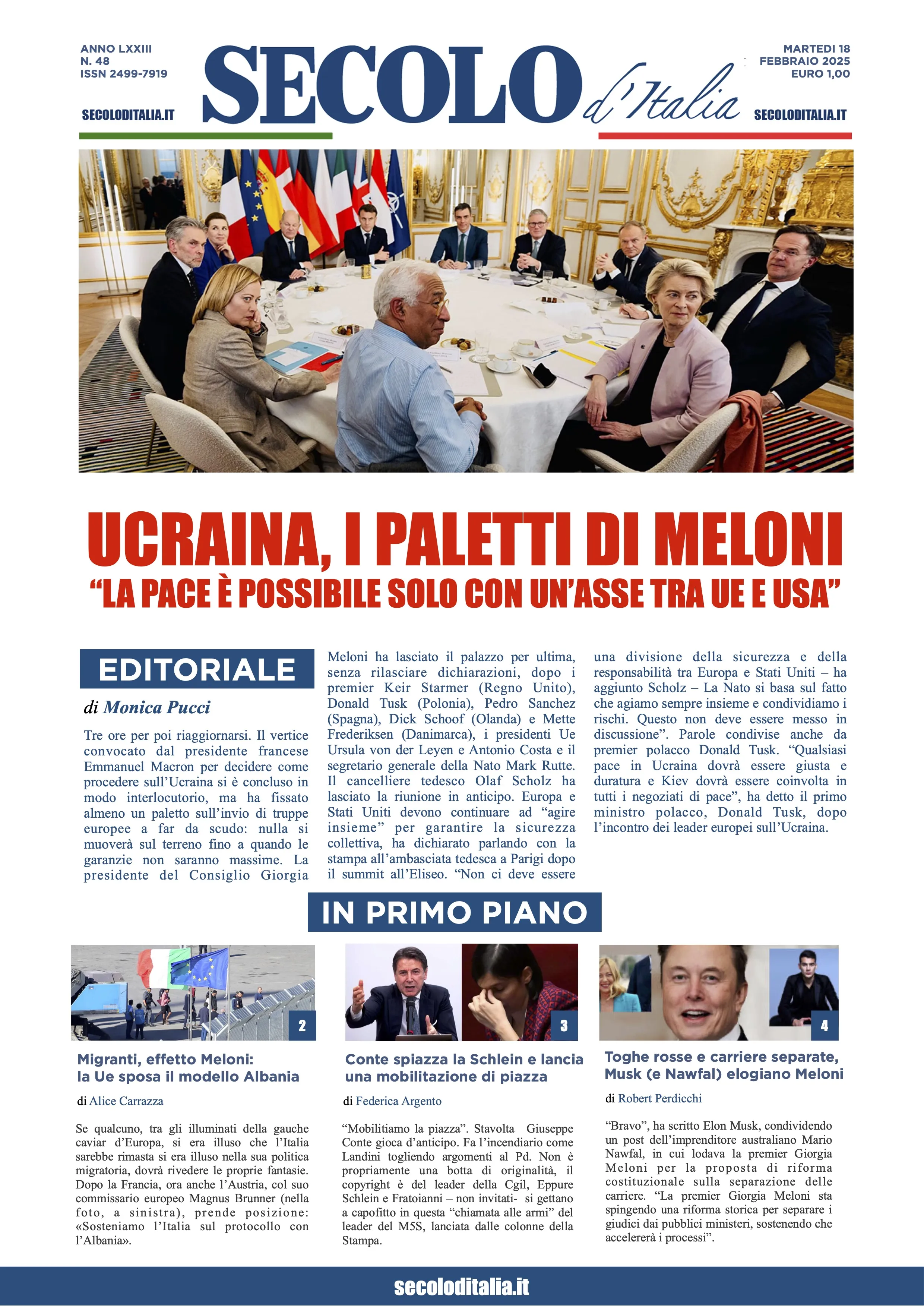 Prima-pagina-secolo-italia-oggi-edizione-di-oggi-18-02-2025