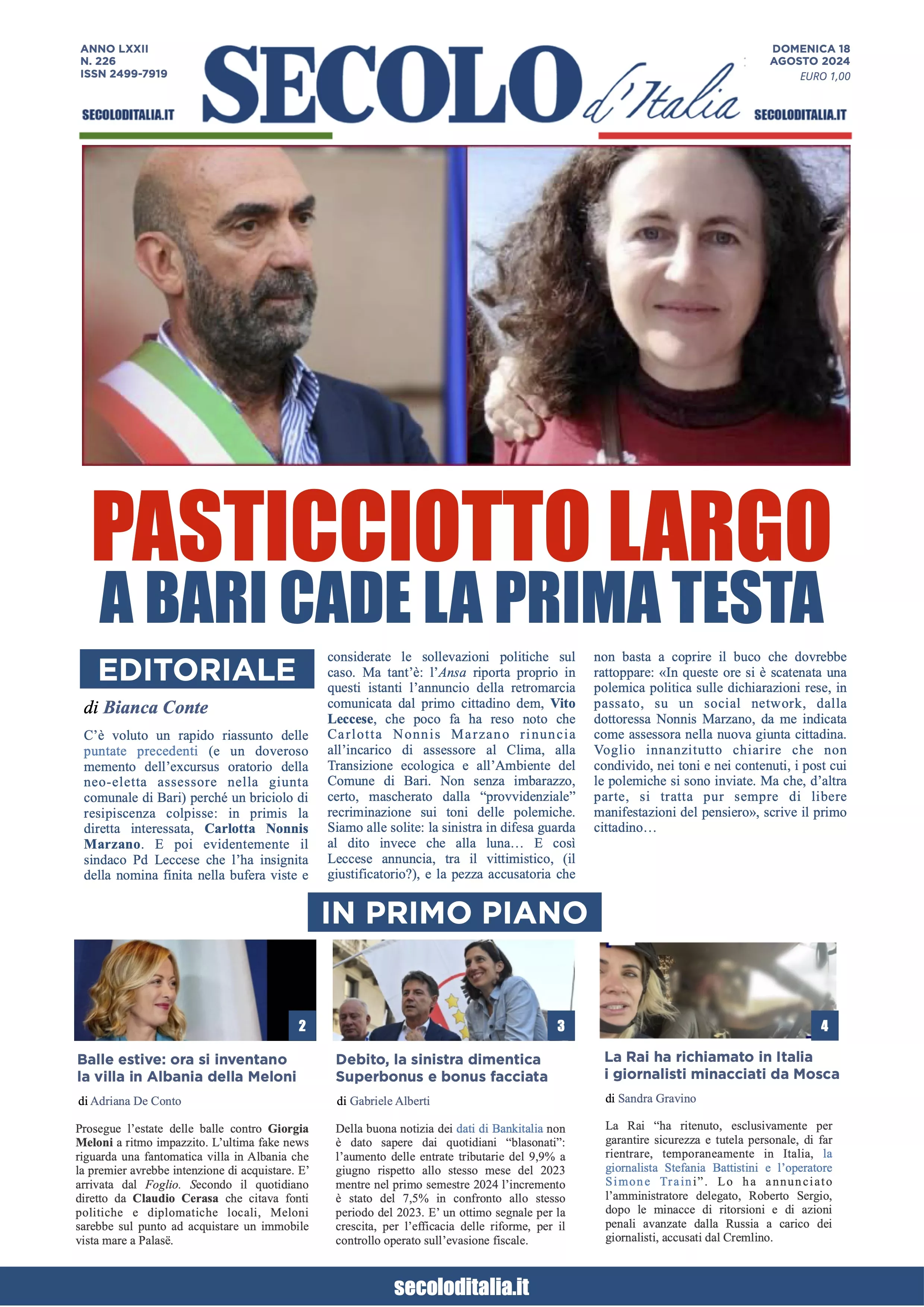 Prima-pagina-secolo-italia-oggi-edizione-di-oggi-18-08-2024