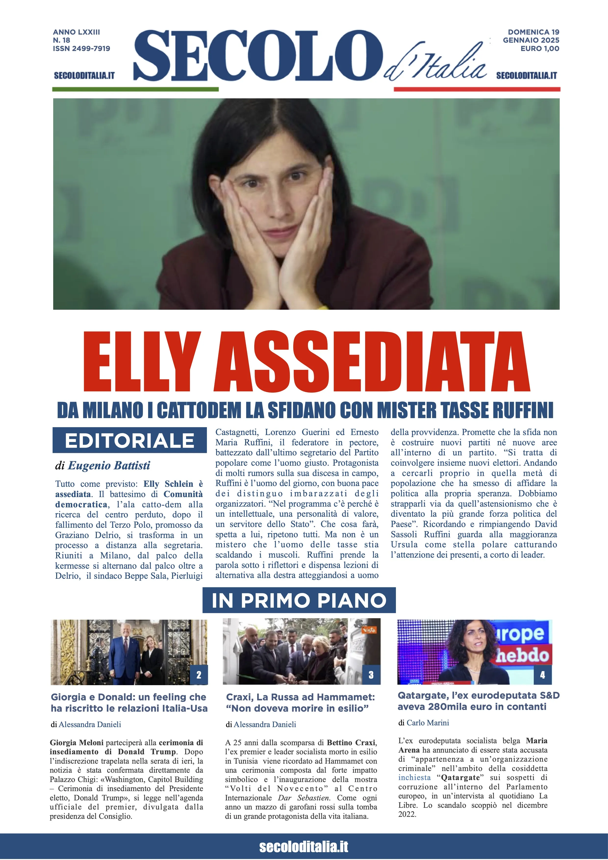 Prima-pagina-secolo-italia-oggi-edizione-di-oggi-19-01-2025