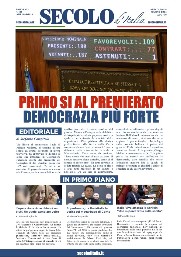 Prima-pagina-secolo-italia-oggi-edizione-di-oggi-19-06-2024