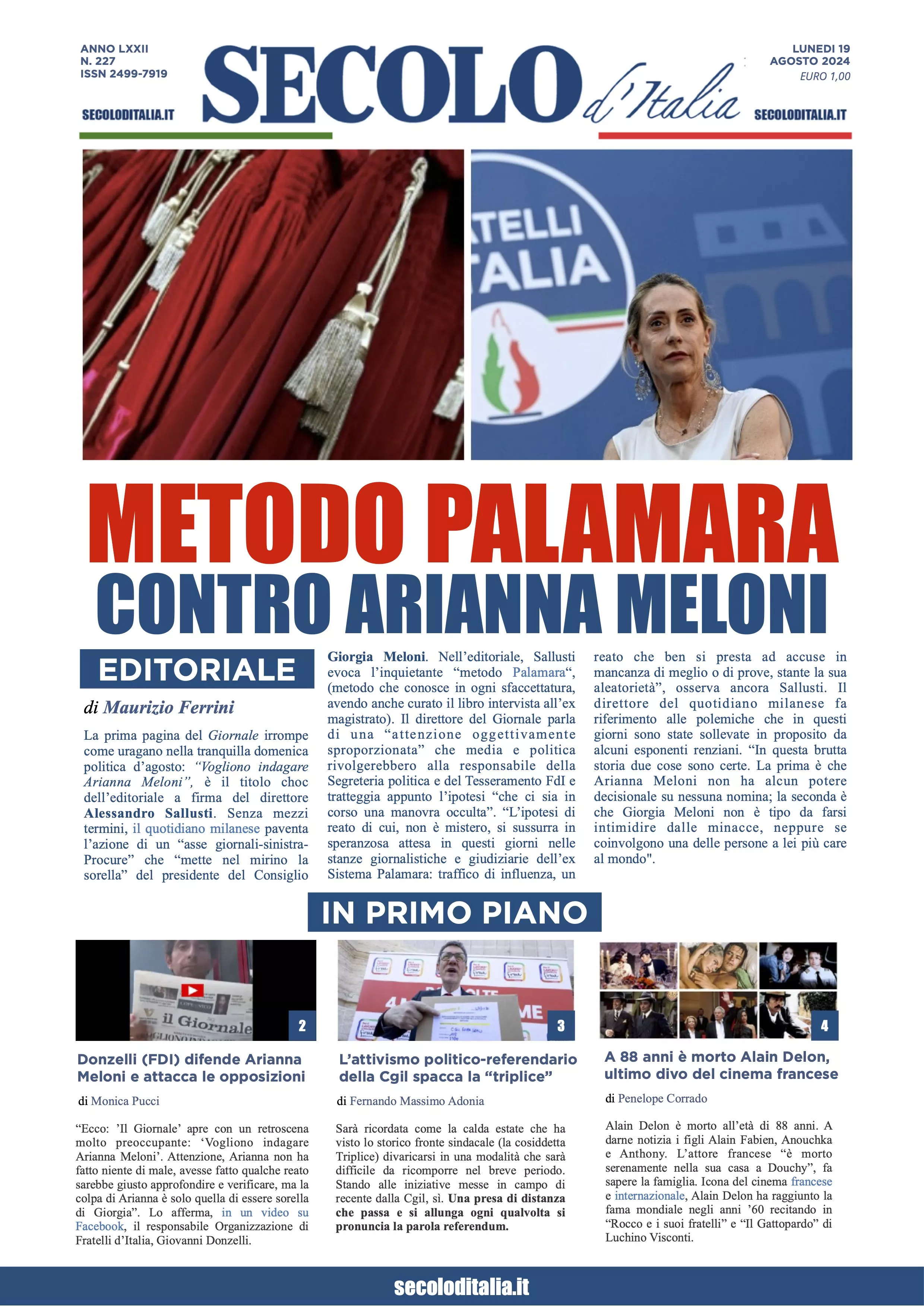 Prima-pagina-secolo-italia-oggi-edizione-di-oggi-19-08-2024