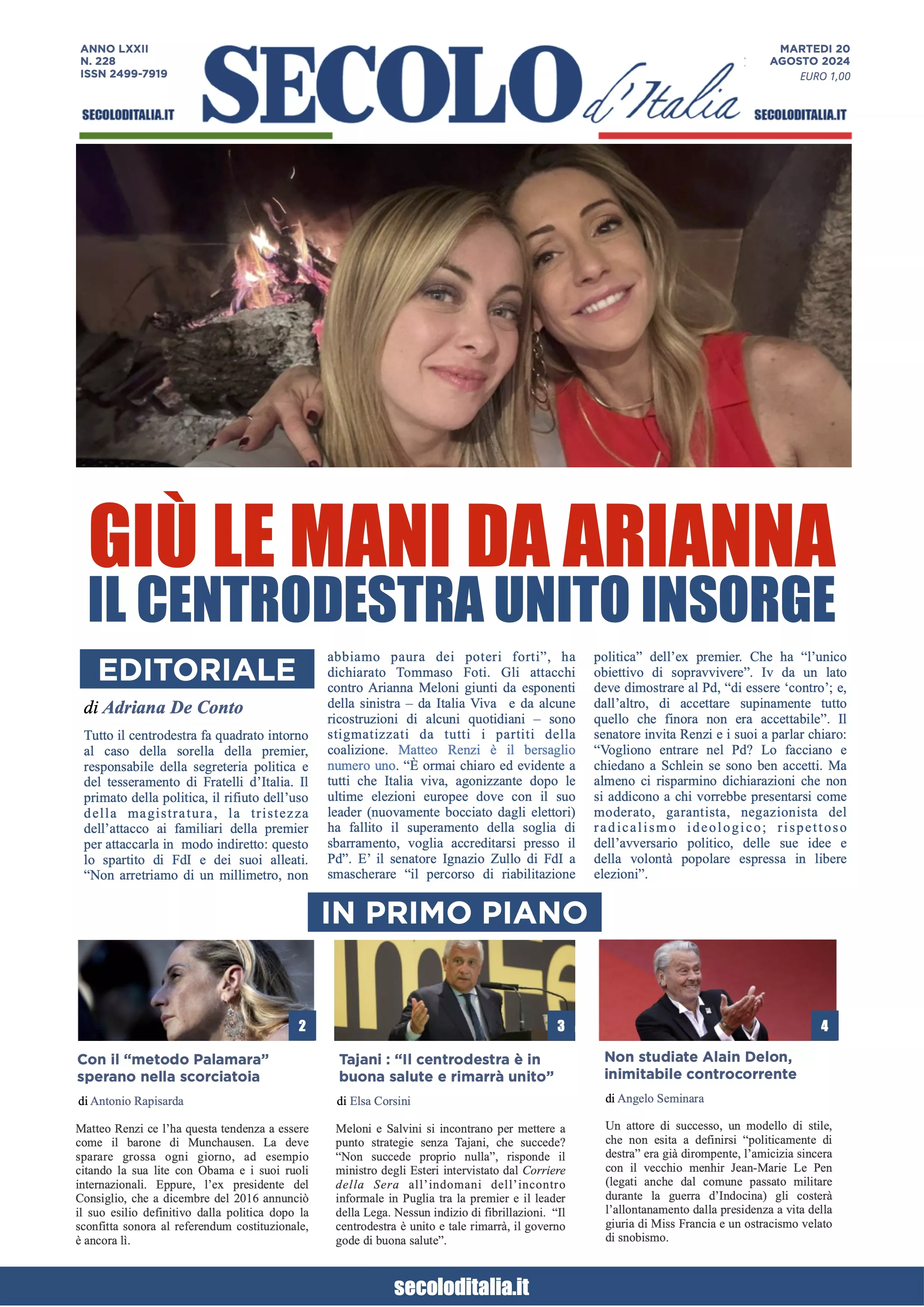 Prima-pagina-secolo-italia-oggi-edizione-di-oggi-20-08-2024