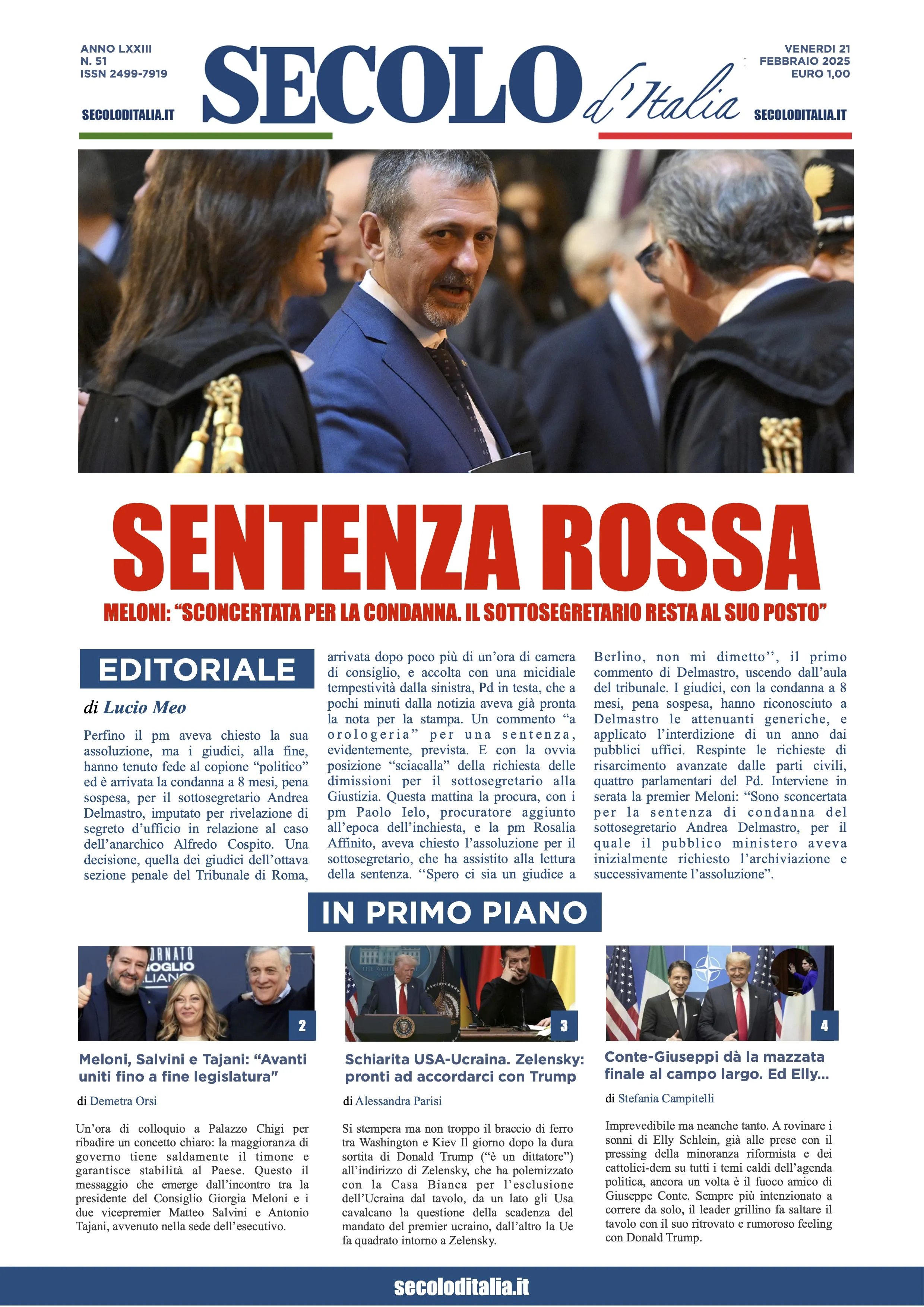 Prima-pagina-secolo-italia-oggi-edizione-di-oggi-21-02-2025