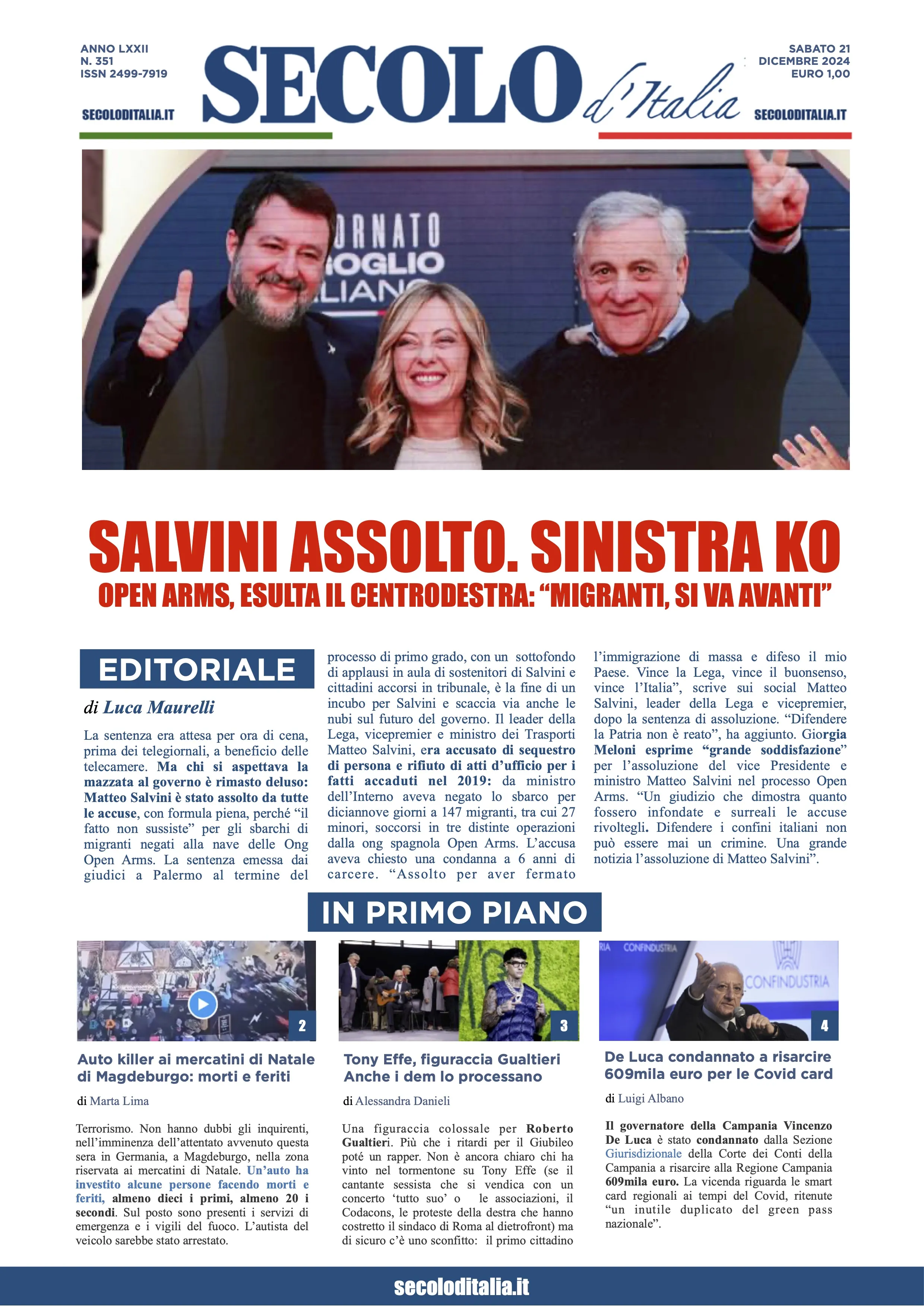 Prima-pagina-secolo-italia-oggi-edizione-di-oggi-21-12-2024