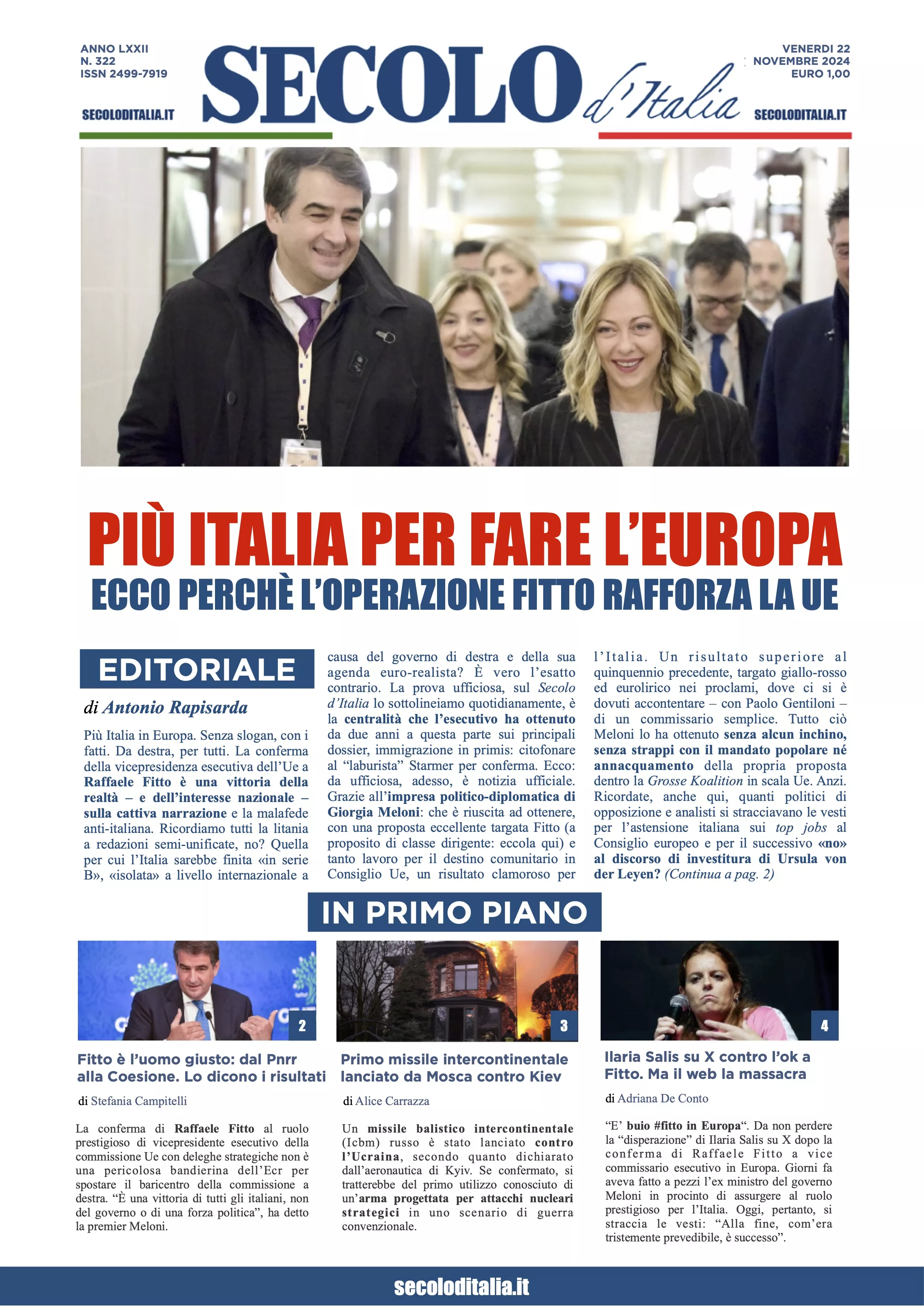 Prima-pagina-secolo-italia-oggi-edizione-di-oggi-22-11-2024