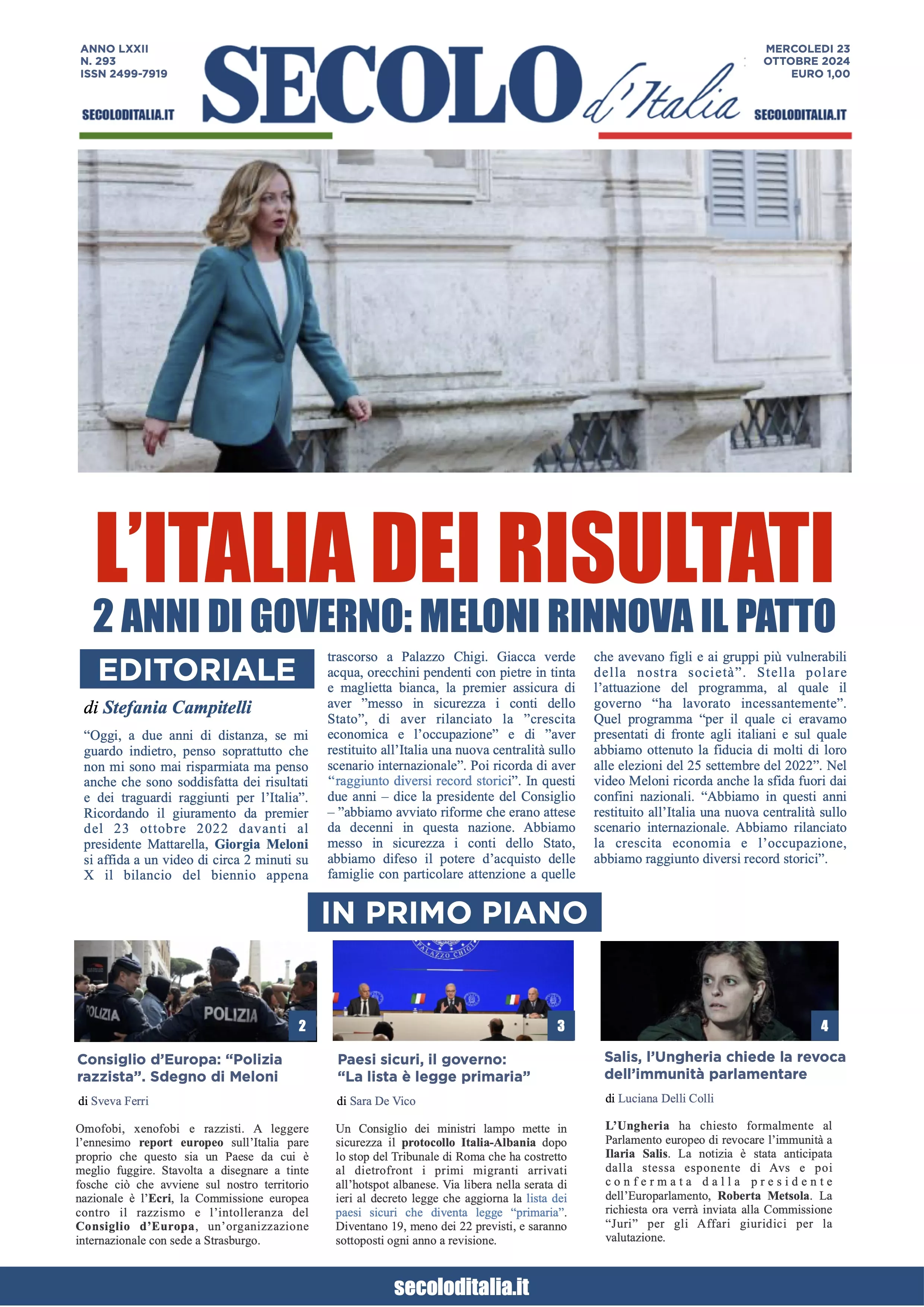 Prima-pagina-secolo-italia-oggi-edizione-di-oggi-23-10-2024