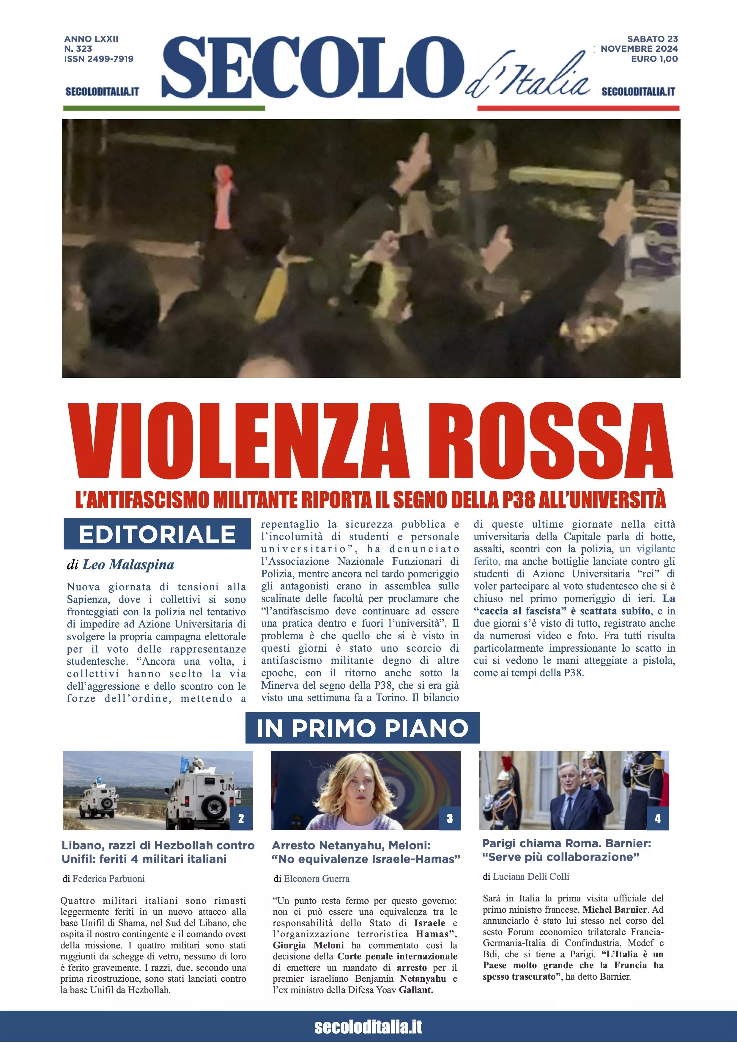 Prima-pagina-secolo-italia-oggi-edizione-di-oggi-23-11-2024