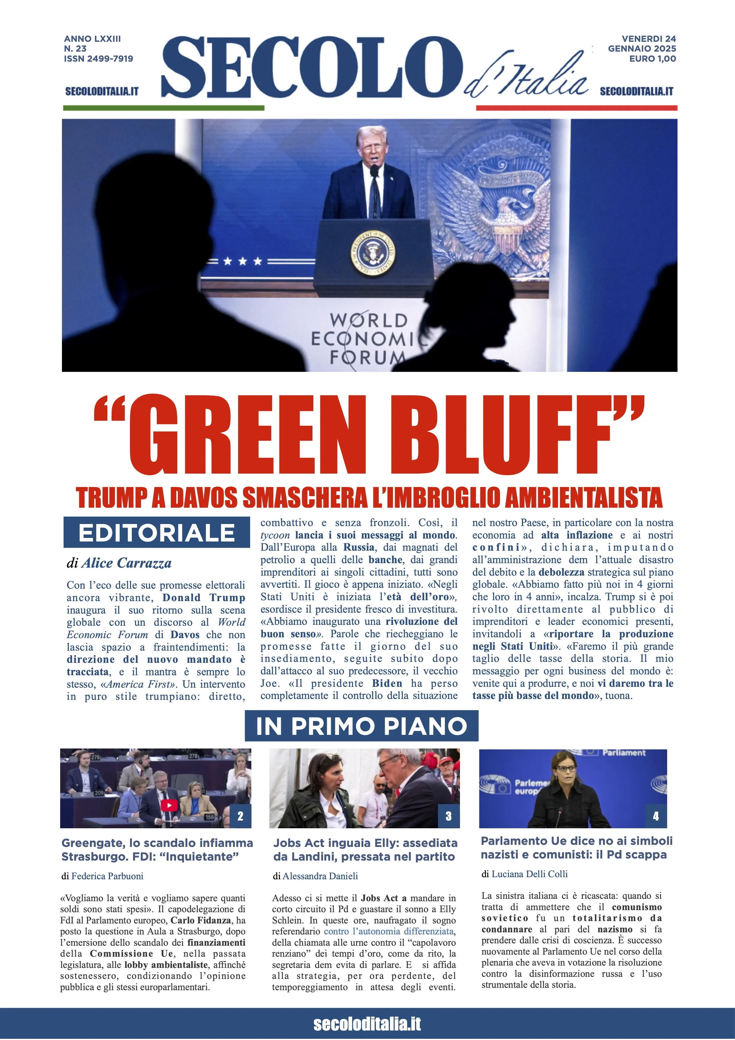 Prima-pagina-secolo-italia-oggi-edizione-di-oggi-24-01-2025