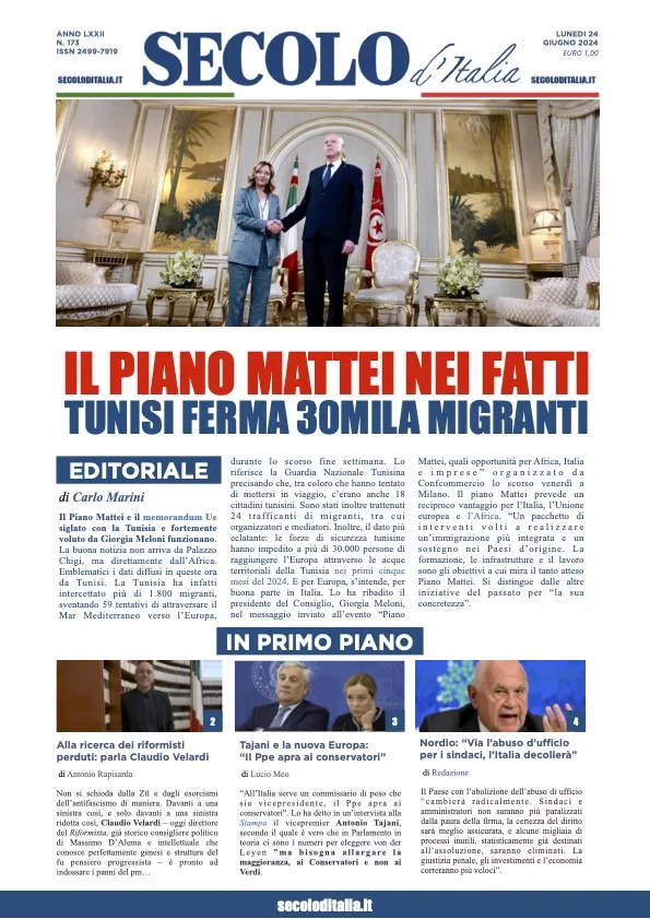 Prima-pagina-secolo-italia-oggi-edizione-di-oggi-24-06-2024