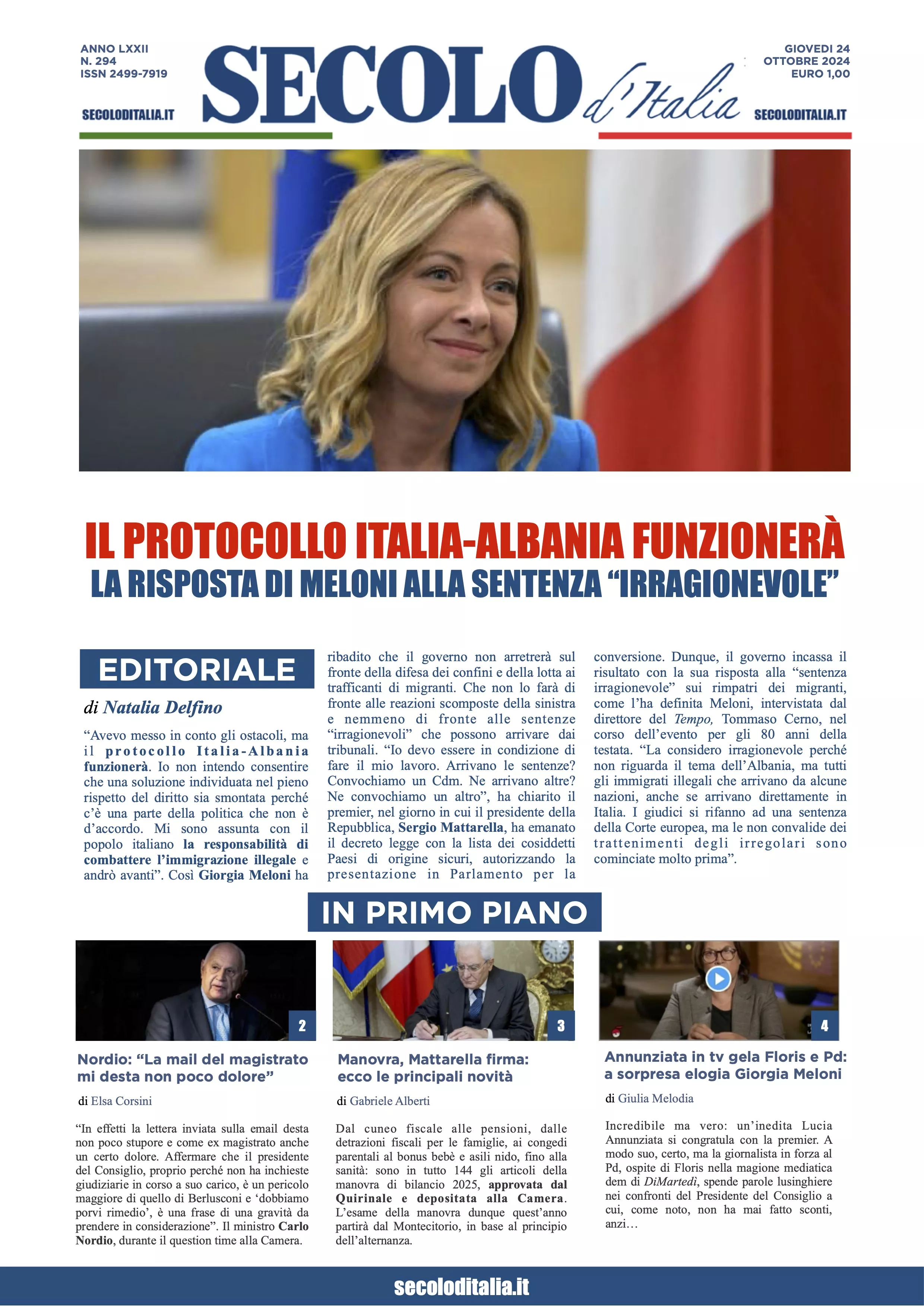 Prima-pagina-secolo-italia-oggi-edizione-di-oggi-24-10-2024