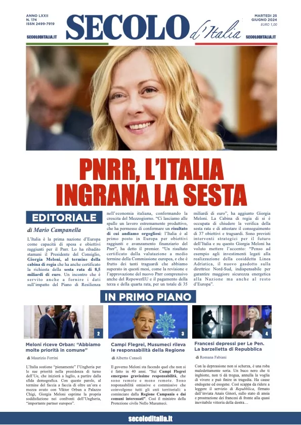 Prima-pagina-secolo-italia-oggi-edizione-di-oggi-25-06-2024