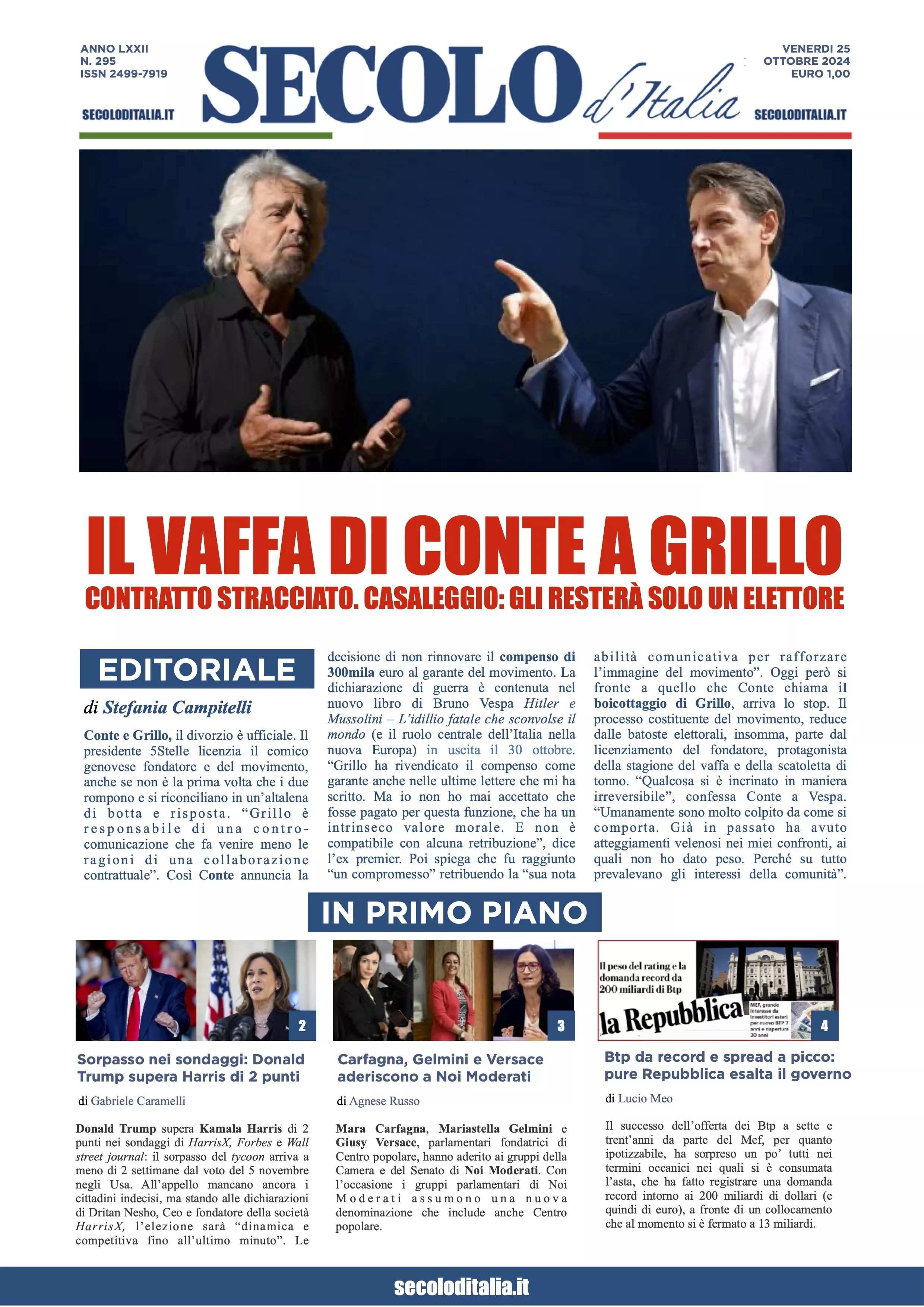 Prima-pagina-secolo-italia-oggi-edizione-di-oggi-25-10-2024