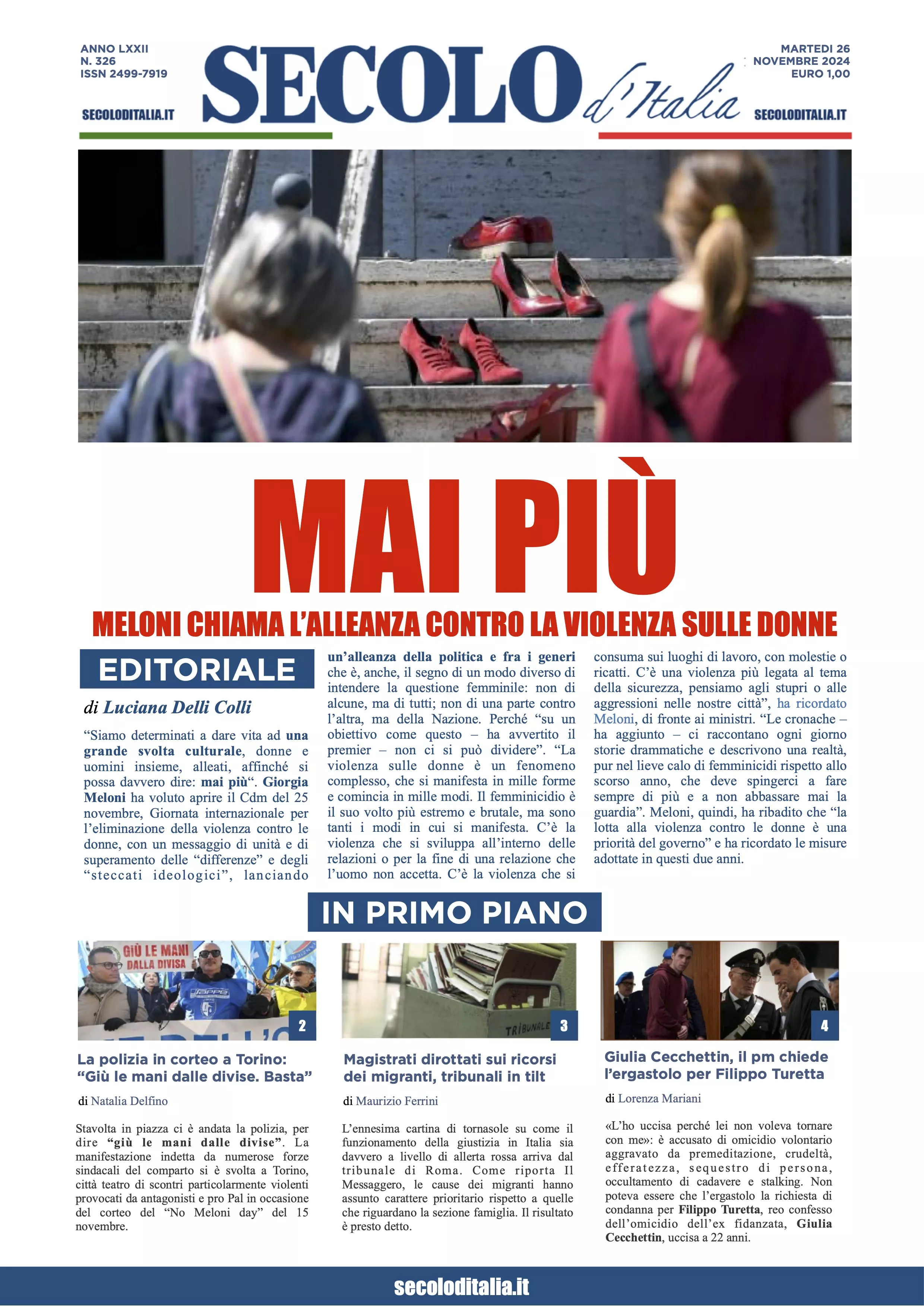 Prima-pagina-secolo-italia-oggi-edizione-di-oggi-26-11-2024