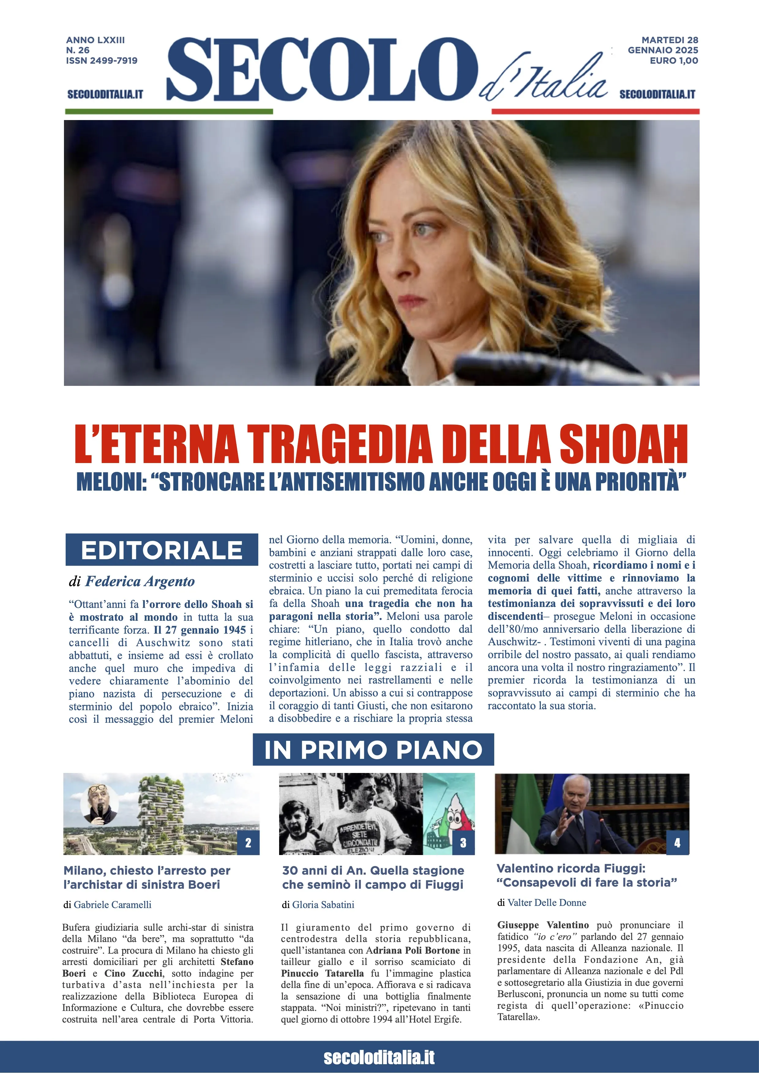 Prima-pagina-secolo-italia-oggi-edizione-di-oggi-28-01-2025