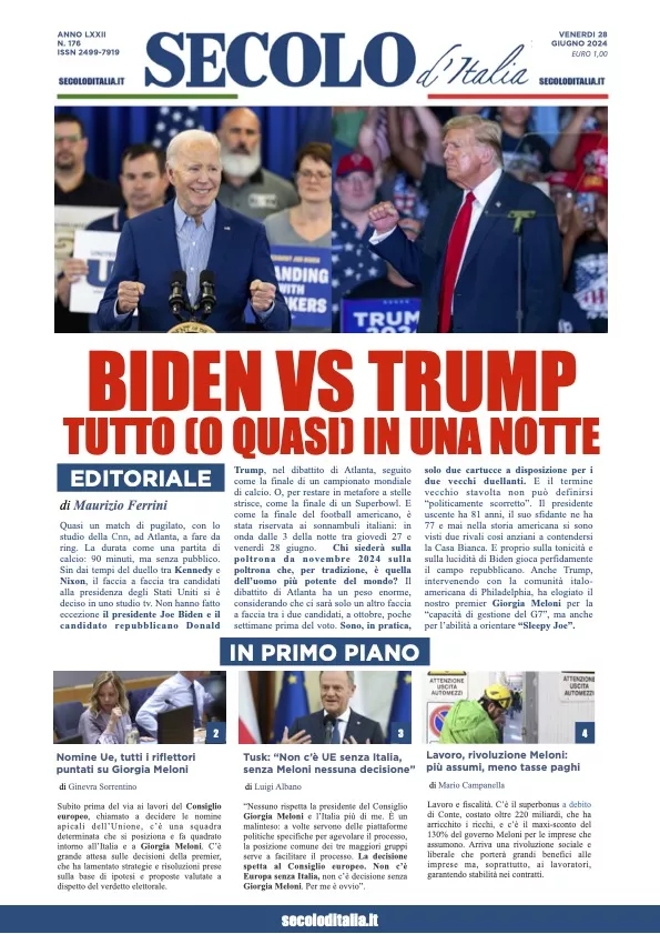 Prima-pagina-secolo-italia-oggi-edizione-di-oggi-28-06-2024