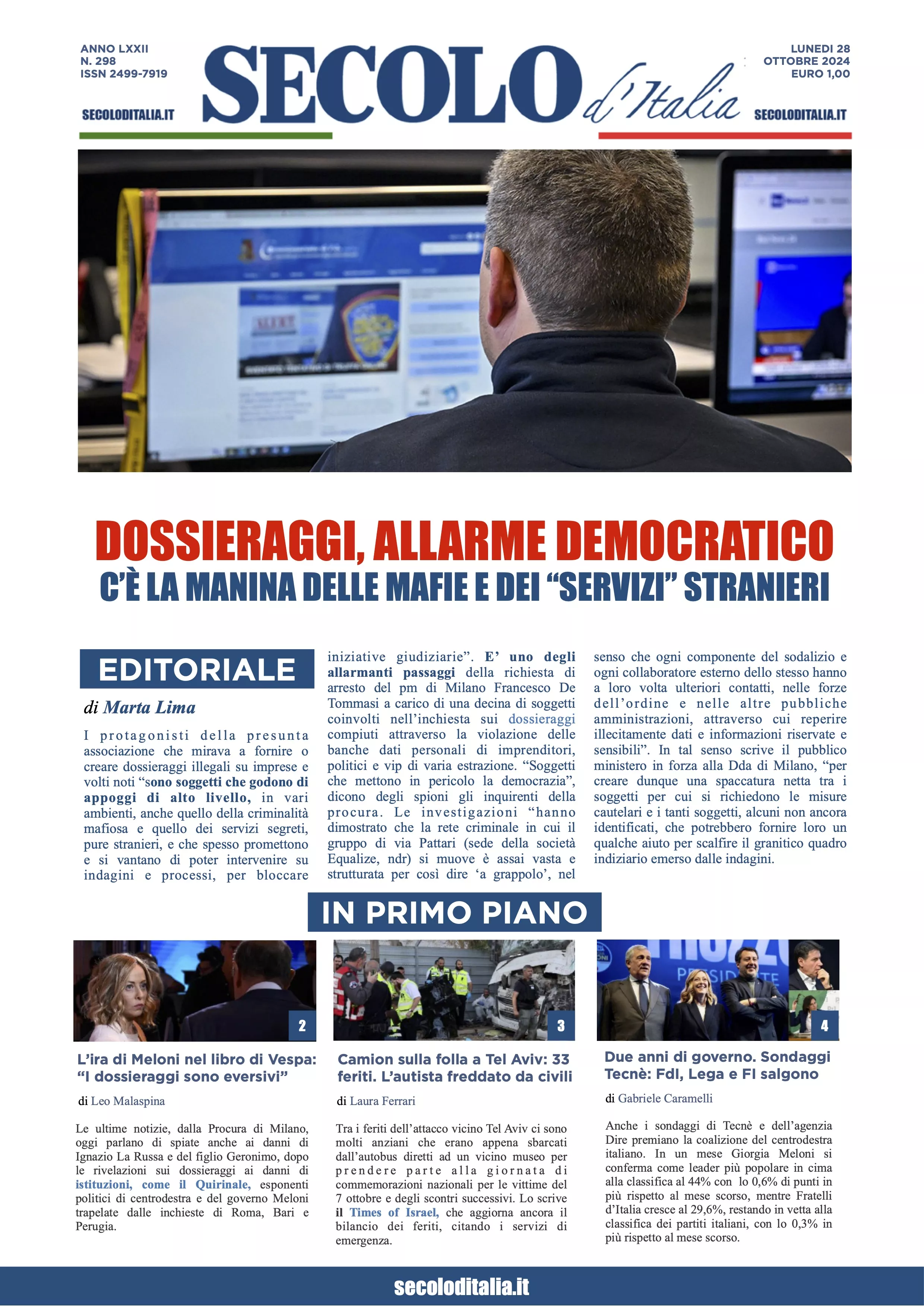 Prima-pagina-secolo-italia-oggi-edizione-di-oggi-28-10-2024