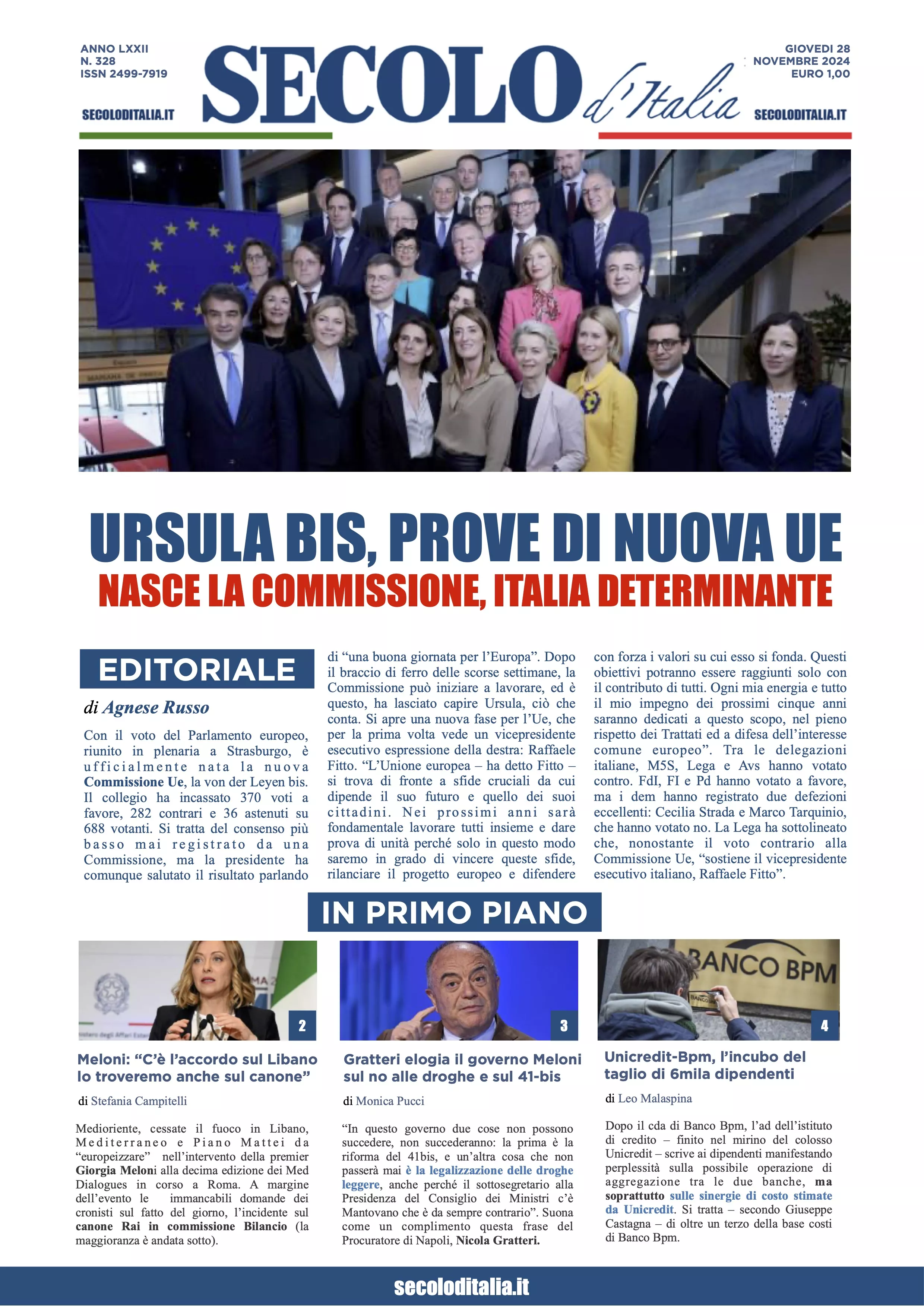 Prima-pagina-secolo-italia-oggi-edizione-di-oggi-28-11-2024