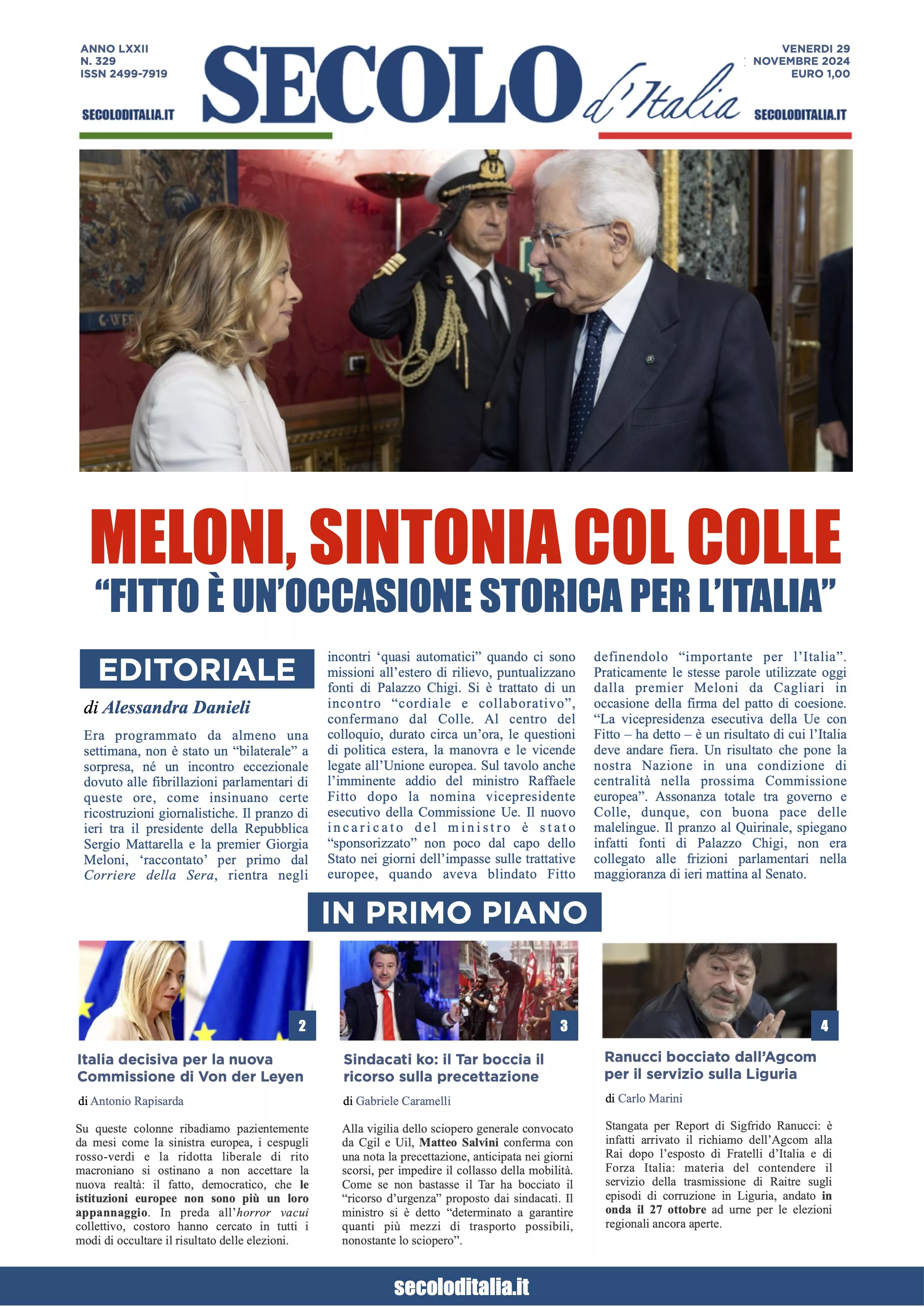 Prima-pagina-secolo-italia-oggi-edizione-di-oggi-29-11-2024