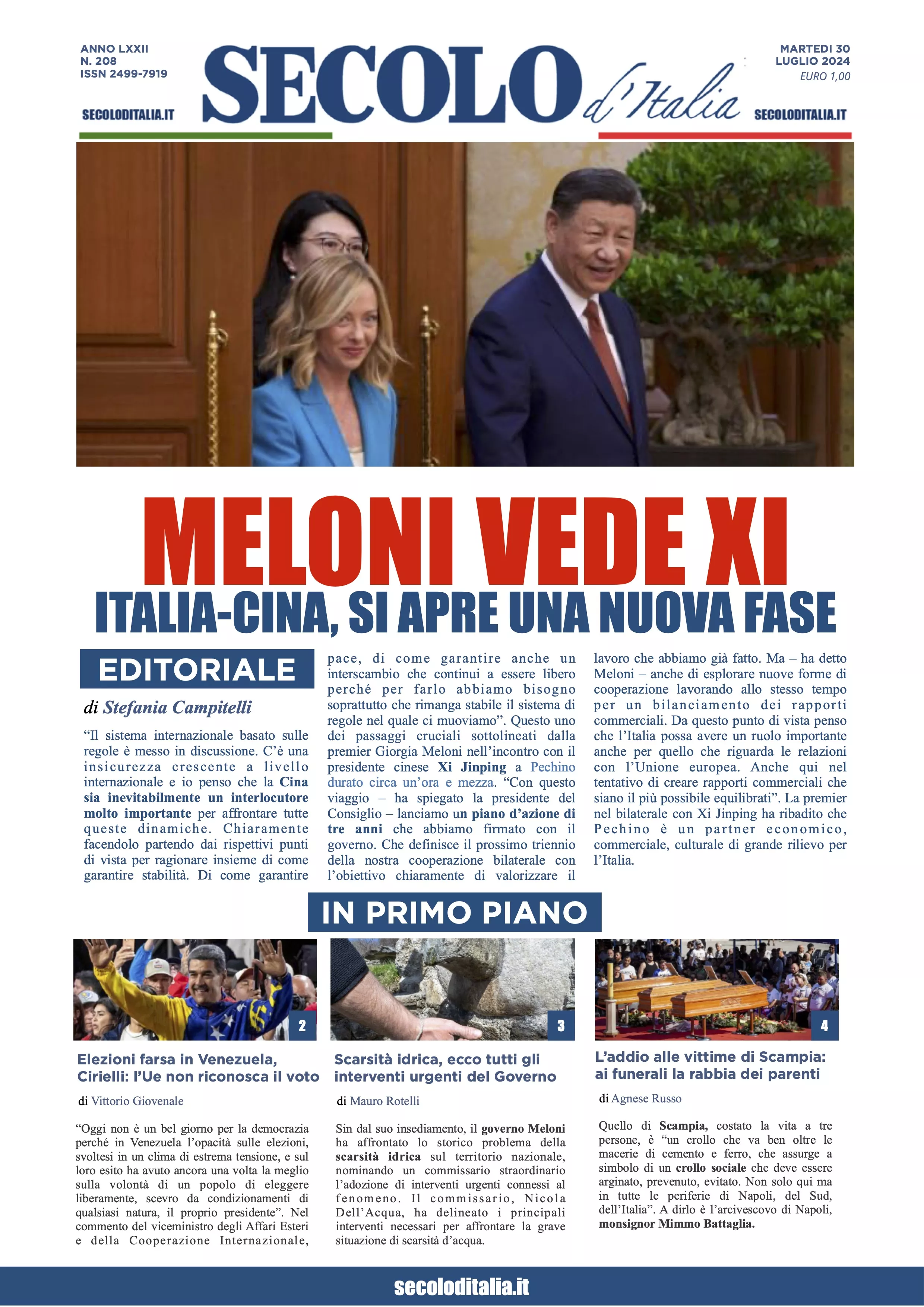 Prima-pagina-secolo-italia-oggi-edizione-di-oggi-30-07-2024