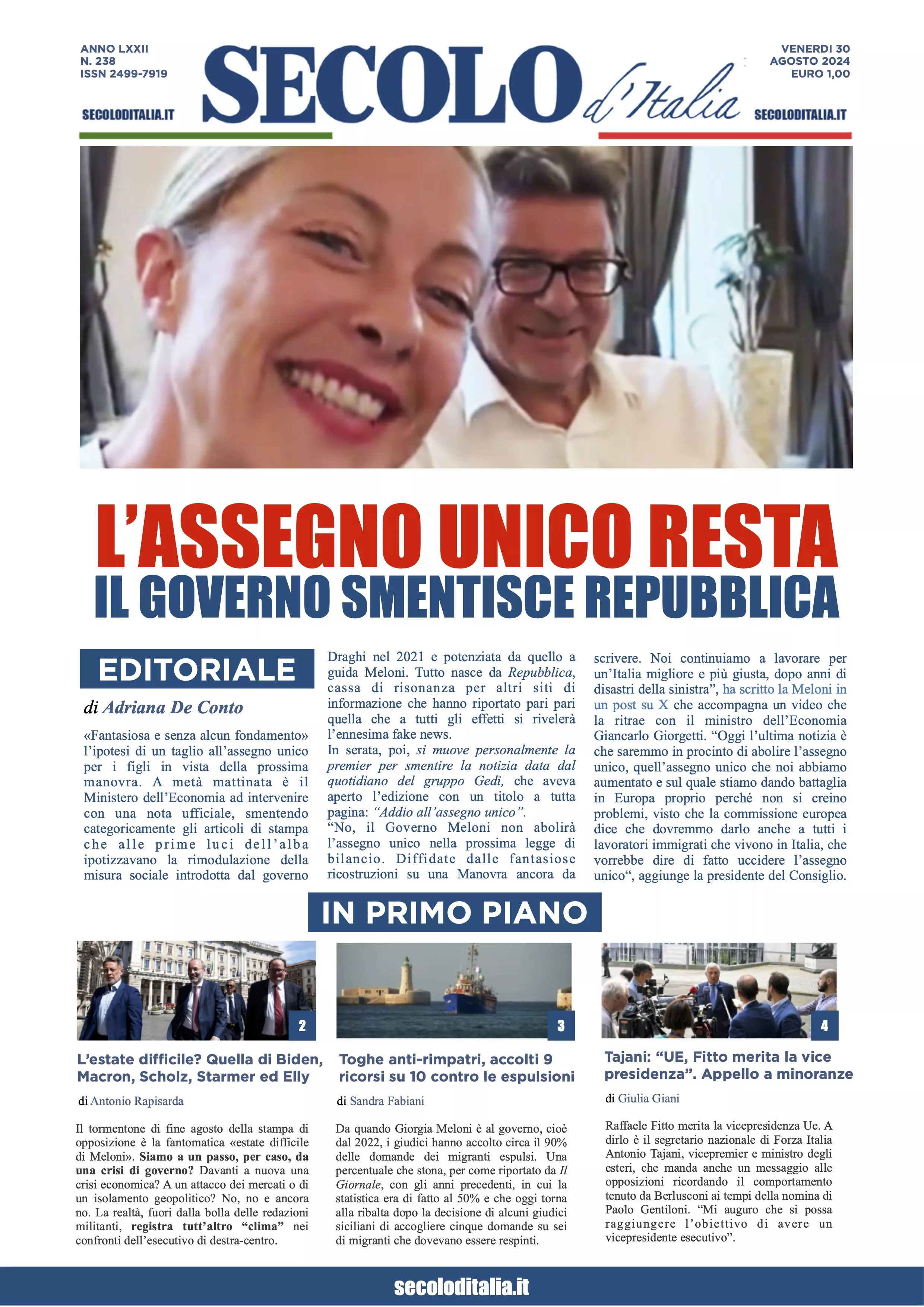 Prima-pagina-secolo-italia-oggi-edizione-di-oggi-30-08-2024