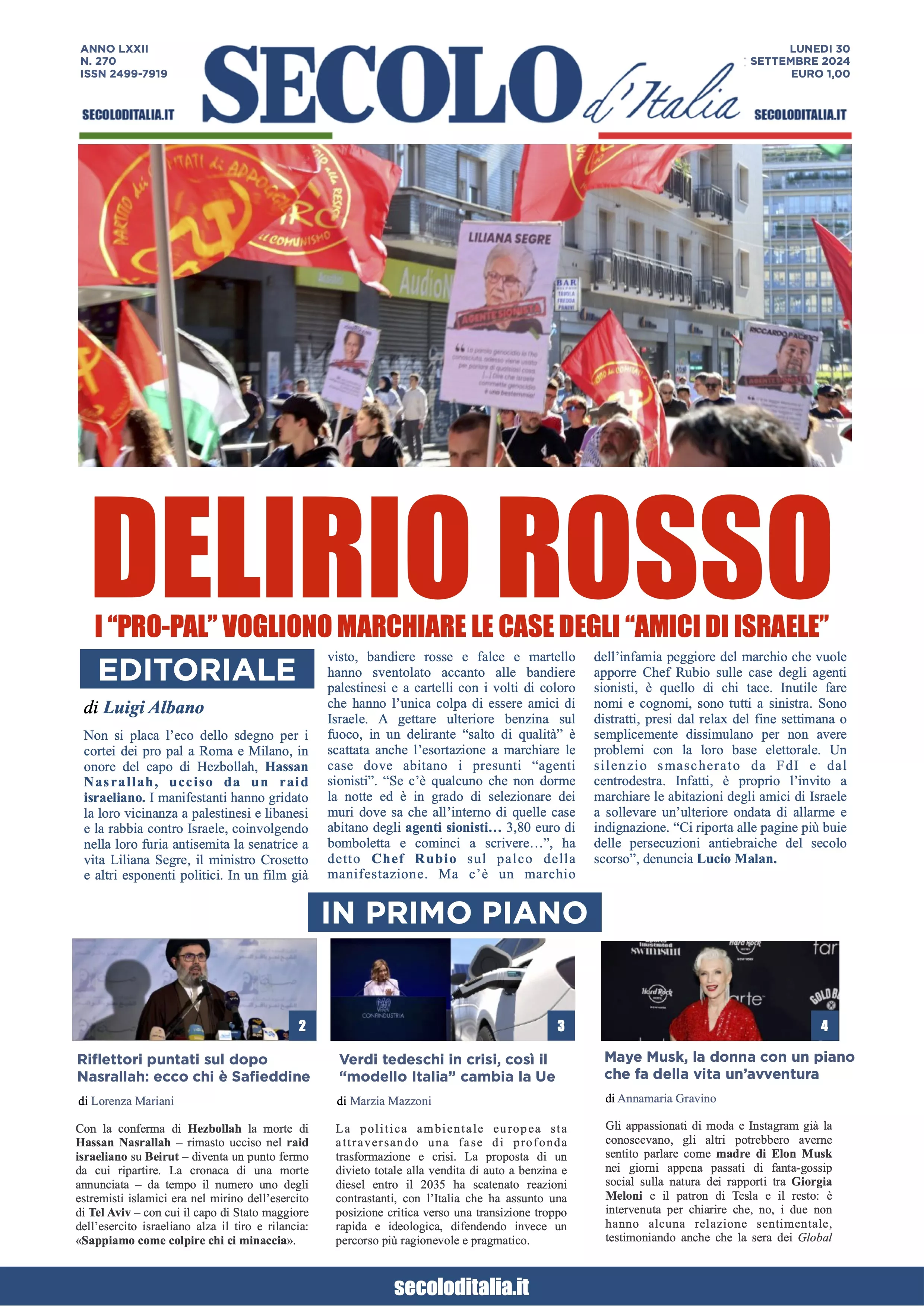 Prima-pagina-secolo-italia-oggi-edizione-di-oggi-30-09-2024